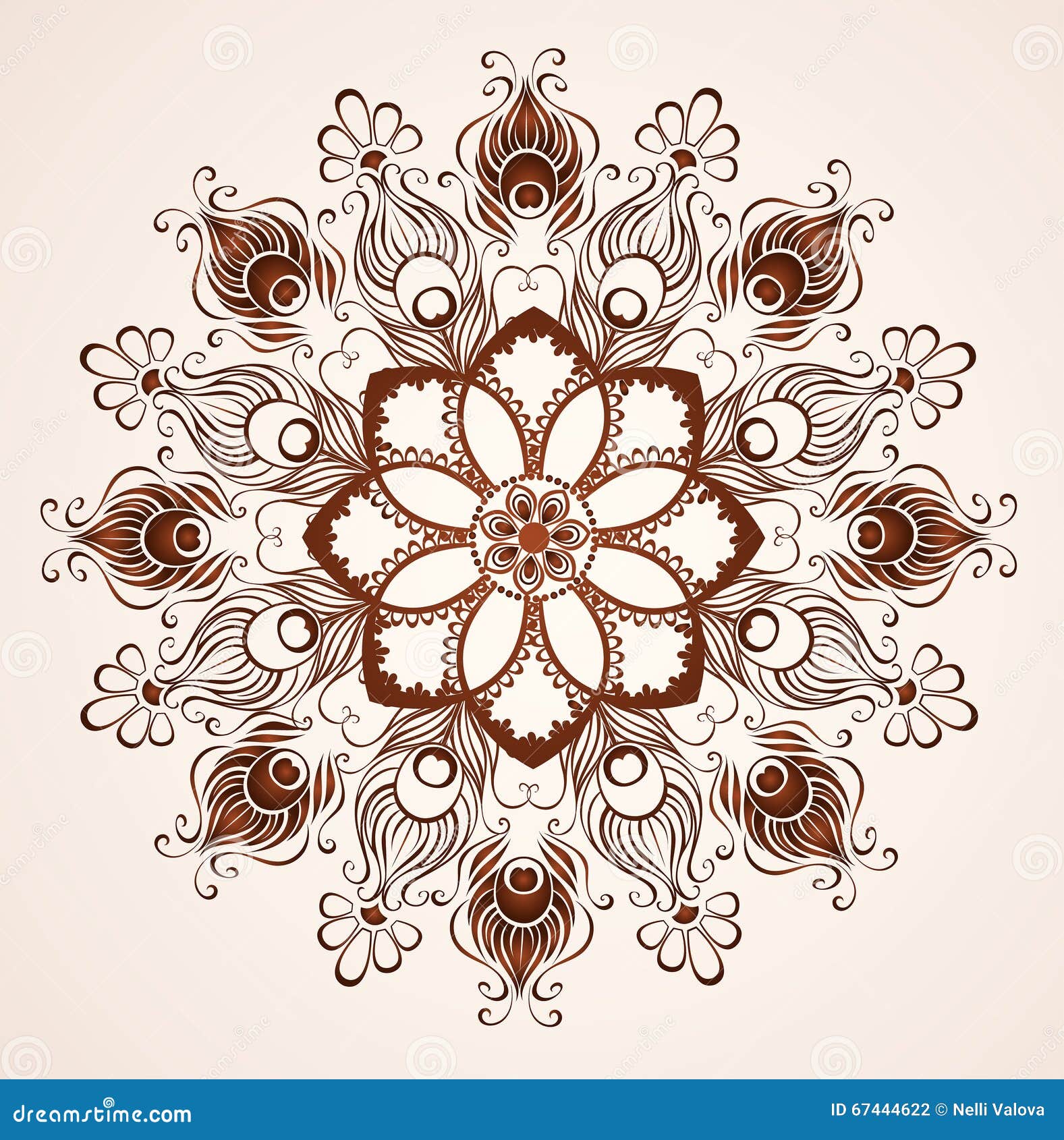 Mandala de penas de pavão ilustração do vetor. Ilustração de arabesco -  67444622, image size:1577x1690