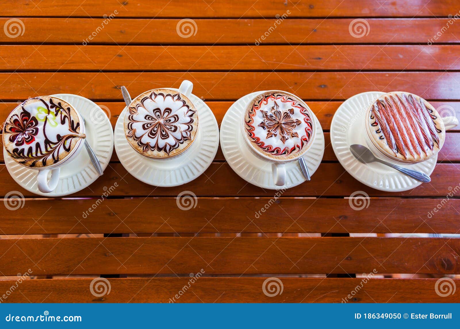 mandala  in a hand-decorated cappuccino coffee. thailand