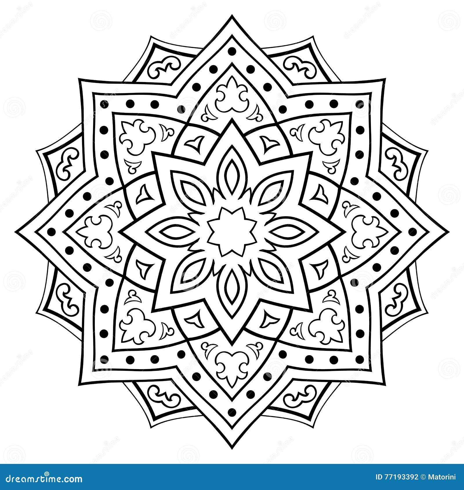 Desenho de mandala ornamental para colorir