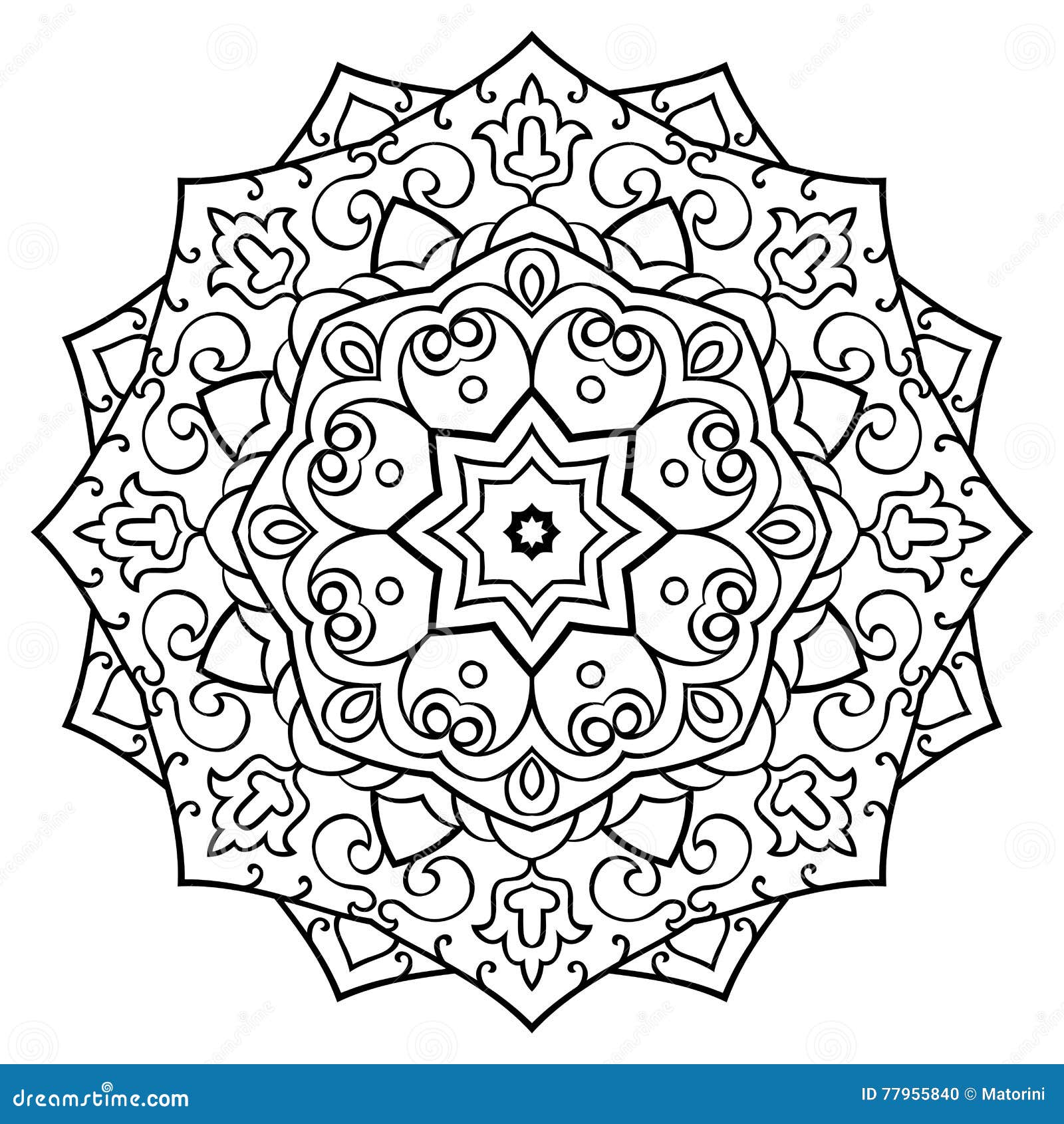 Desenho de mandala ornamental para colorir