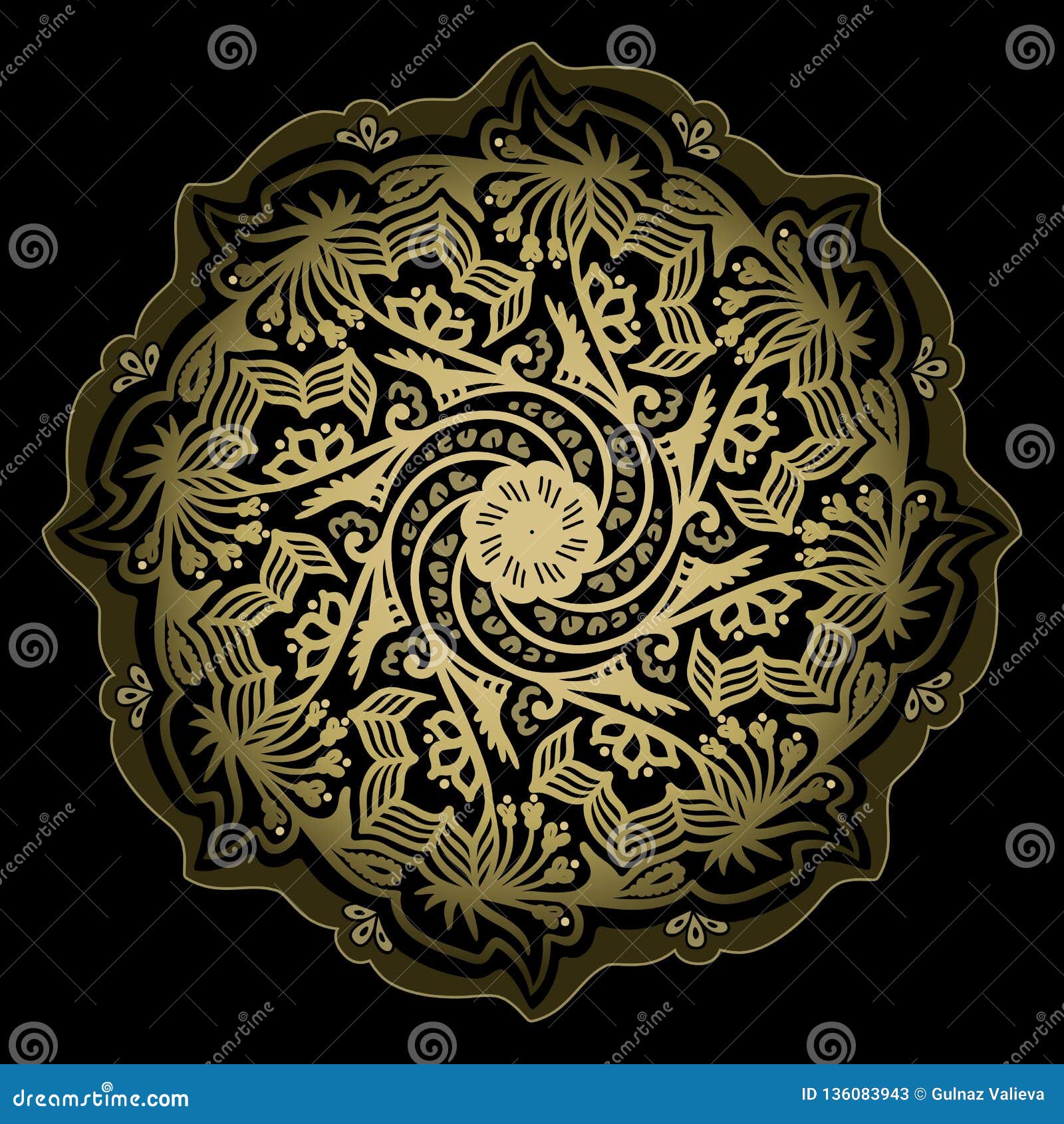 pics Mandala Dourada Fundo Preto mandala dourada tribal da cor do vetor