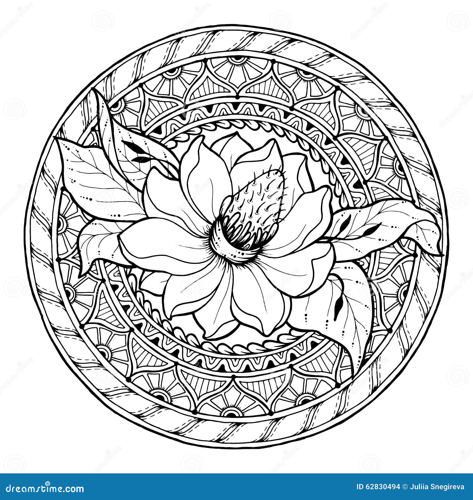 Mandala floral de griffonnage d été de cercle