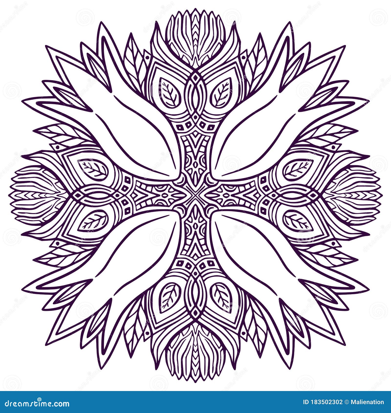 Mandala with Floral Ornament. Tattoo Art Design. Elegant Ornamental Pattern.  Colouring Book Page. Unusual Mandala Print. Stock Vector - Illustration of  black, decoration: 183502302