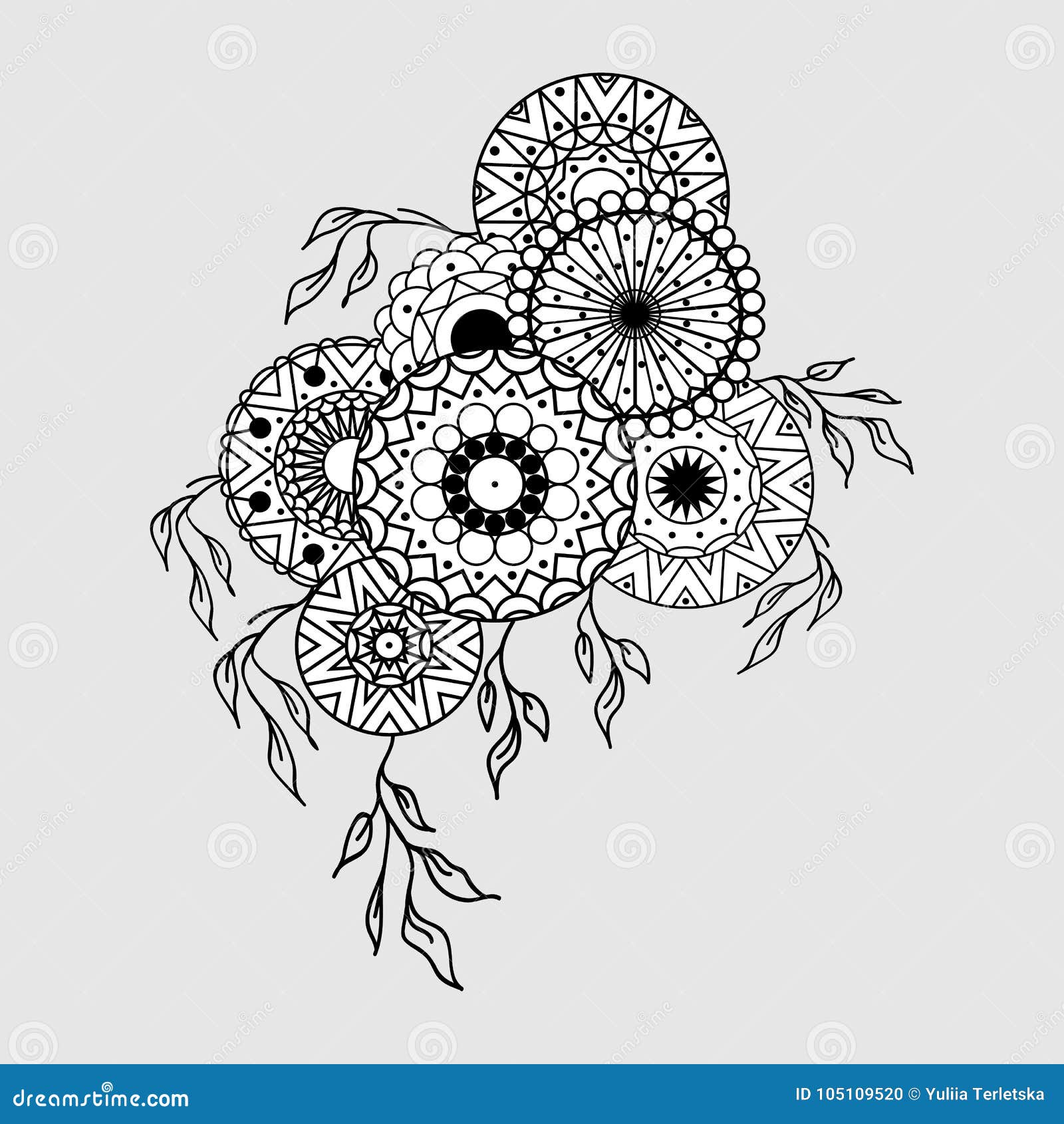 Download Mandala Flowers Composition Stock Illustration Illustration Of Doodle Modern 105109520