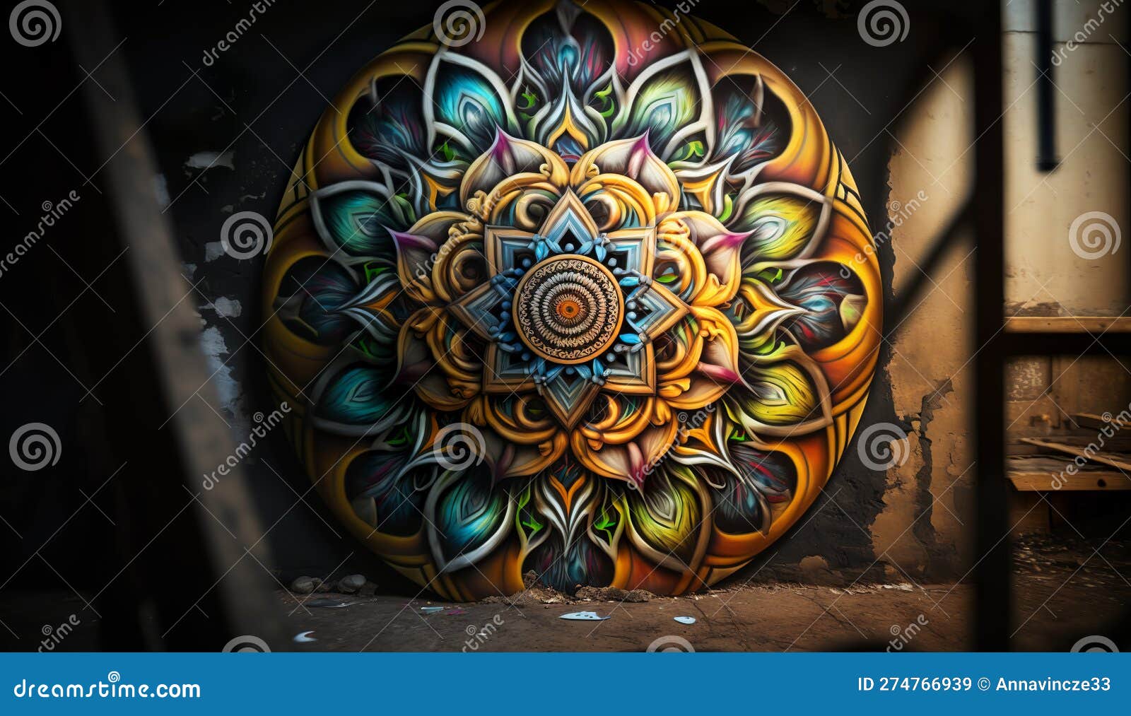 Mandala Graffiti on a Wall, Wallpaper, Background, Generative AI Stock ...