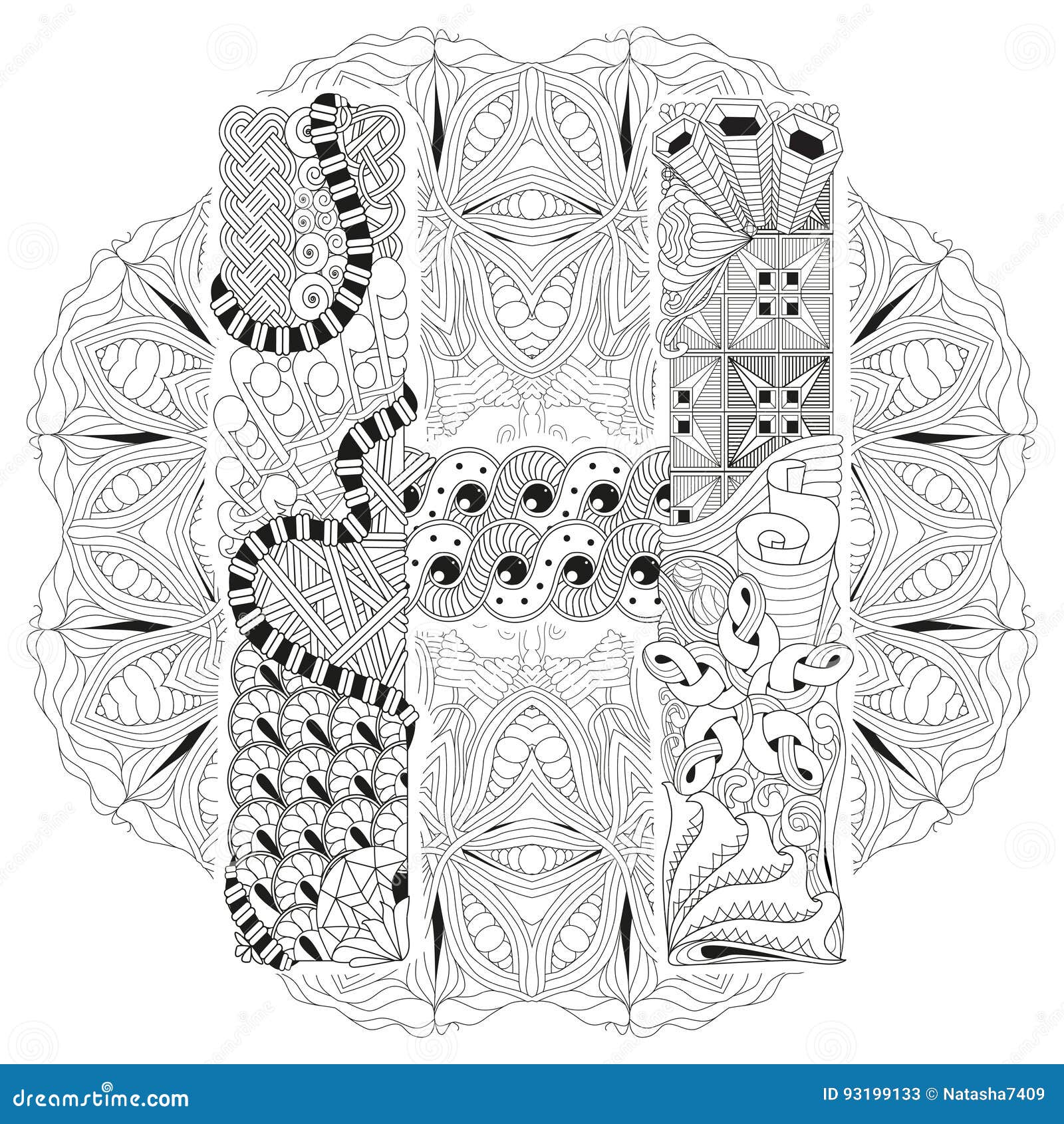 Download Mandala With Letter H For Coloring. Vector Decorative ...