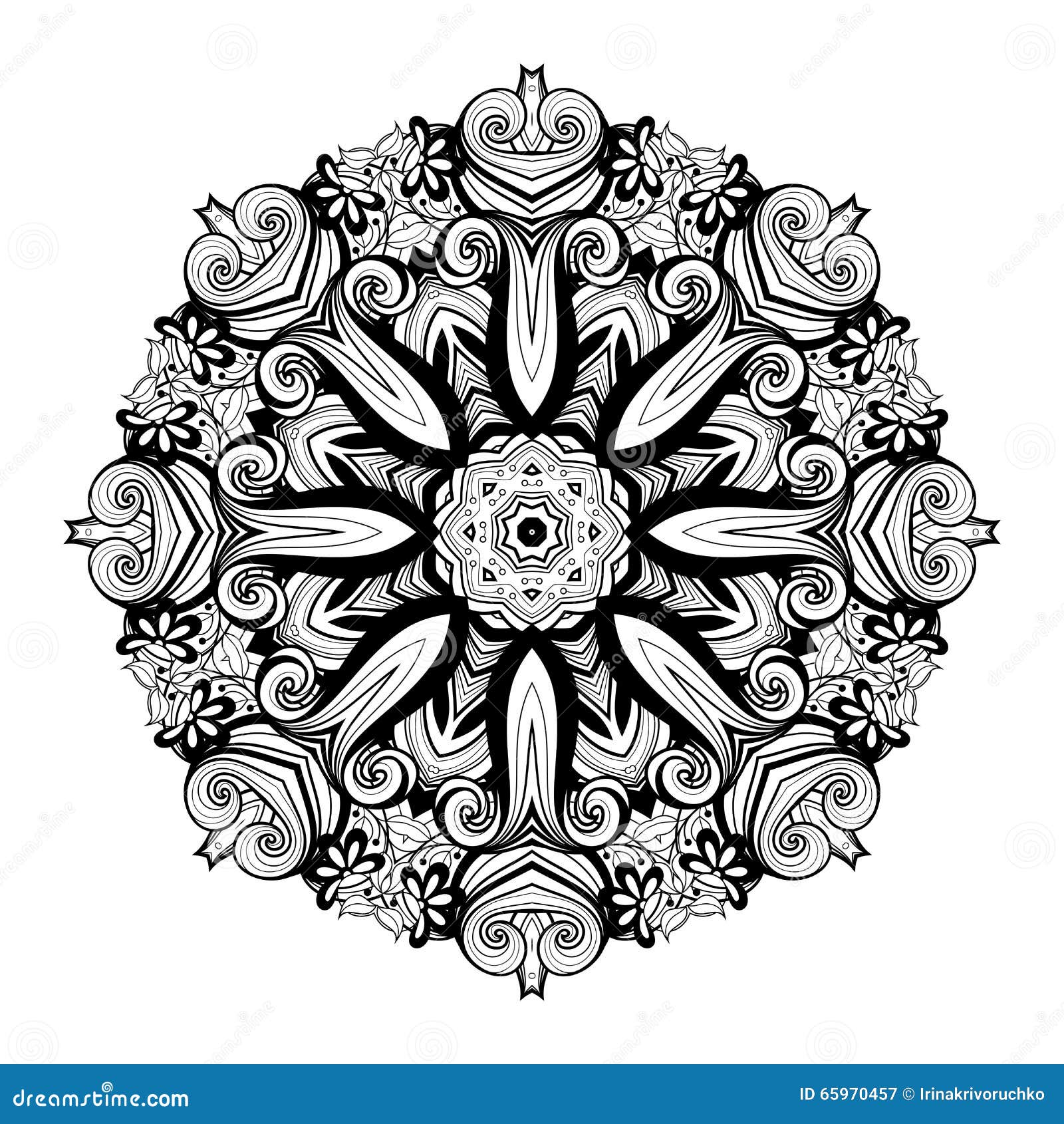 Mandala monocromática hermosa del contorno de Deco del vector, elemento modelado del diseño, amuleto étnico