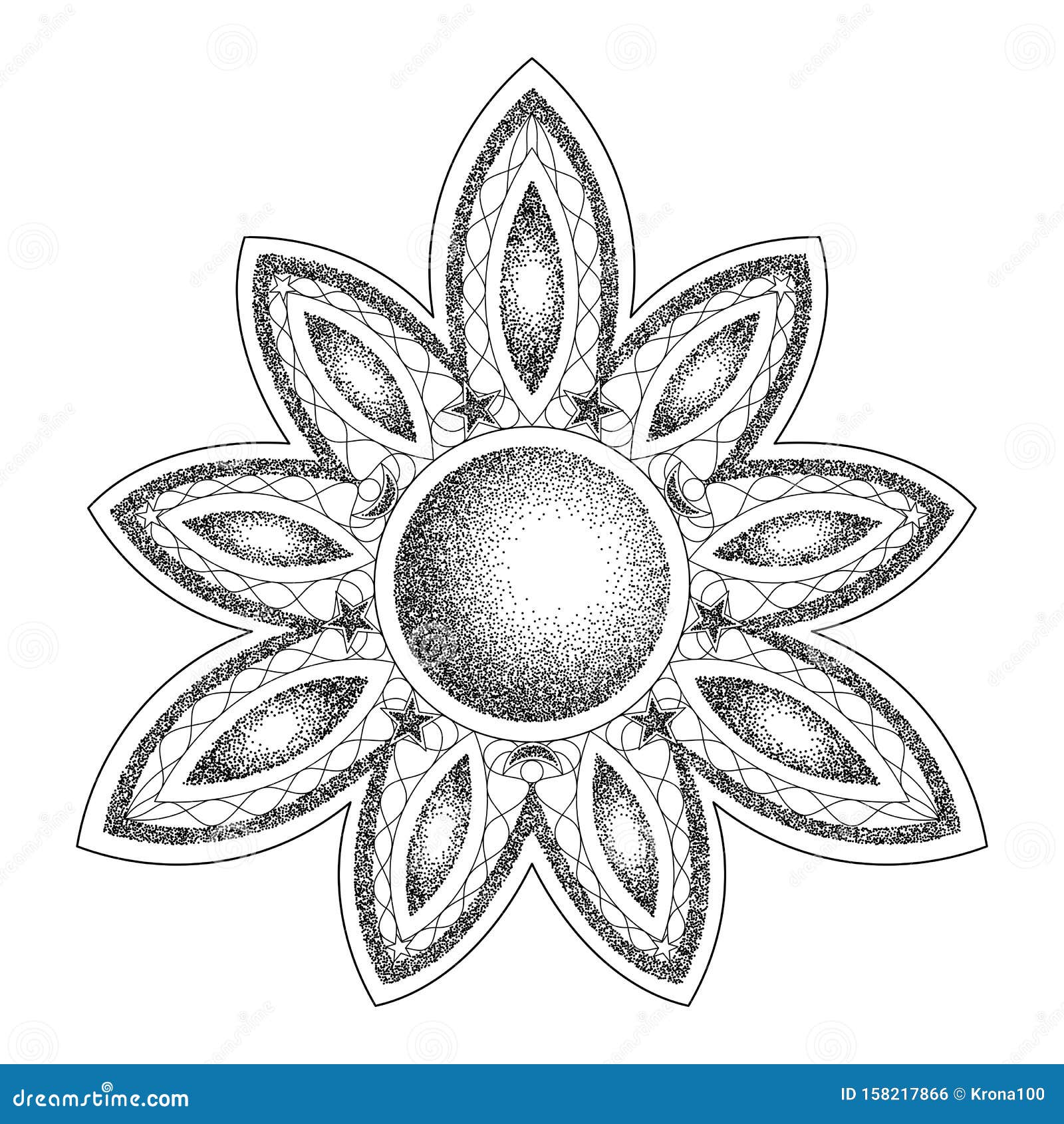 Download Mandala With Moon Vecor Dorwork Tattoo Symbol Stock Vector ...