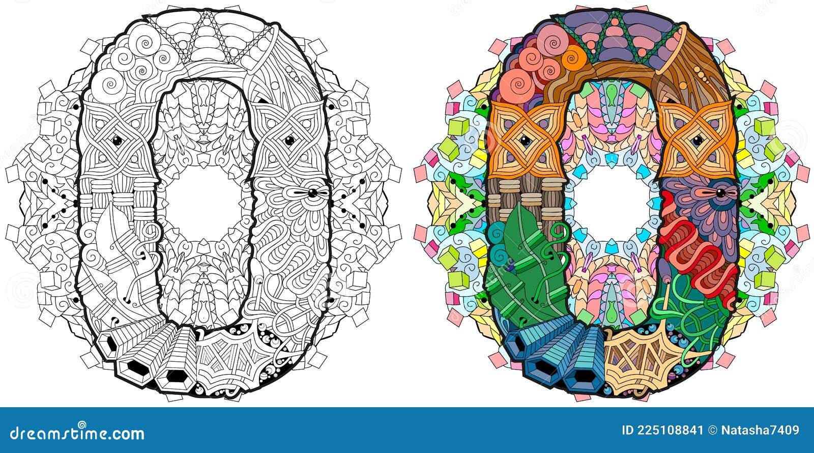 mandala with numero zero.  decorative zentangle