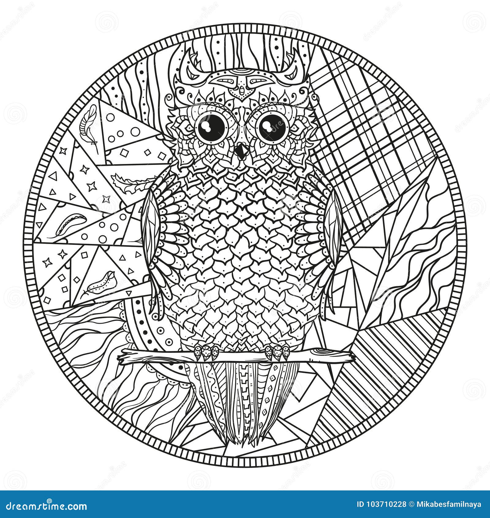 Download Mandala with owl stock vector. Illustration of mandala ...