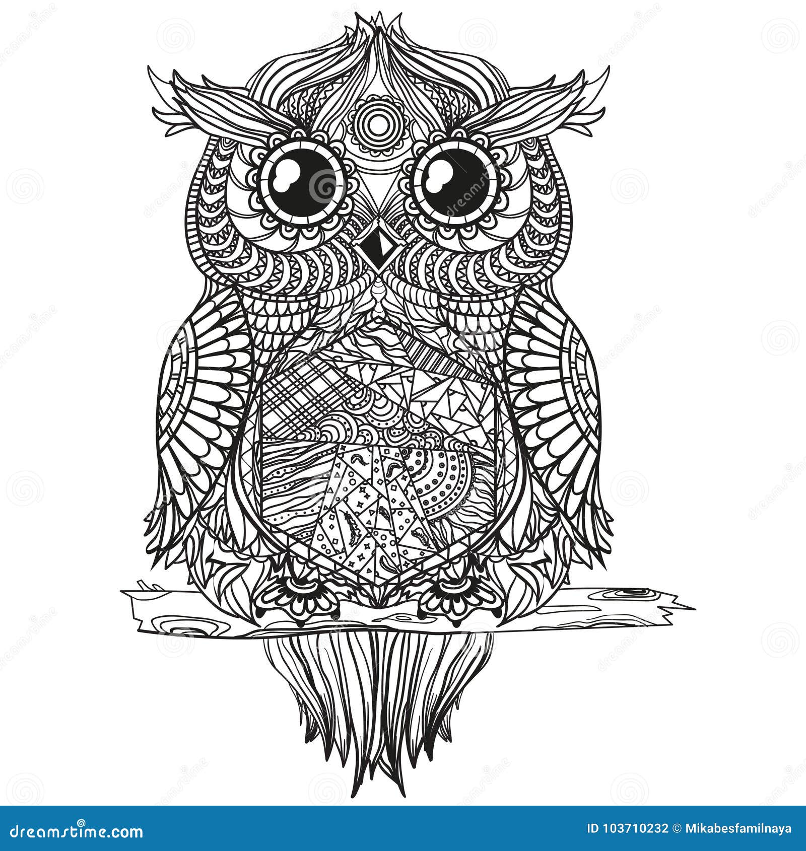 Mandala with owl stock vector. Illustration of flower ...