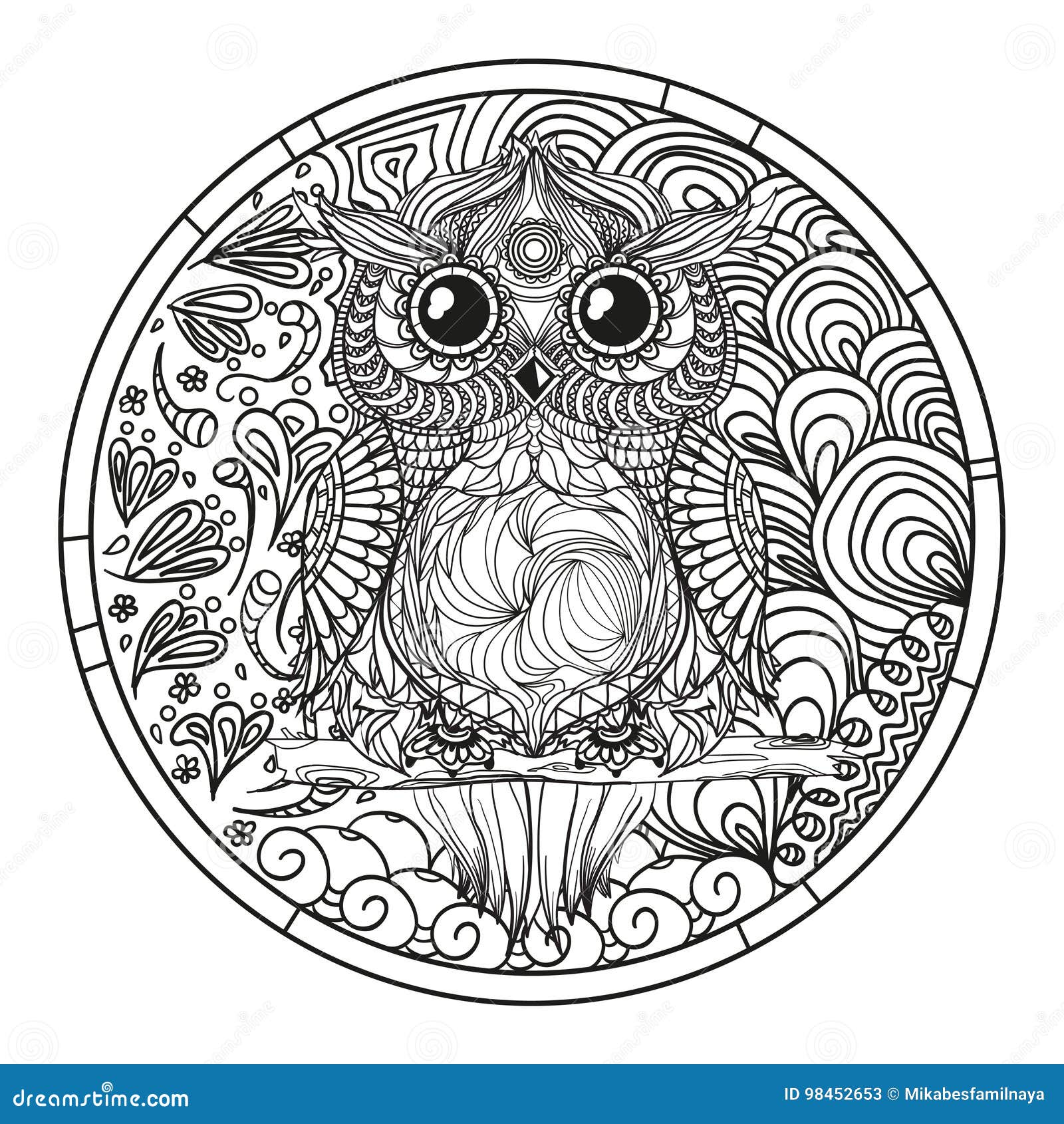 Download Mandala. Owl. Zentangle. stock vector. Illustration of ...