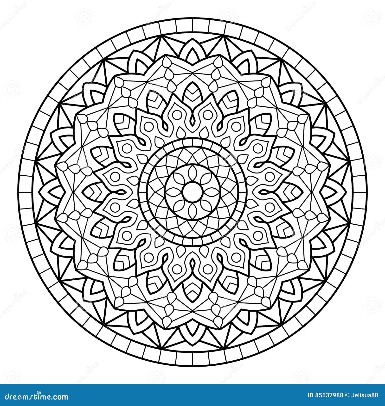 Desenho de mandala de ioga, adulto de página para colorir ou