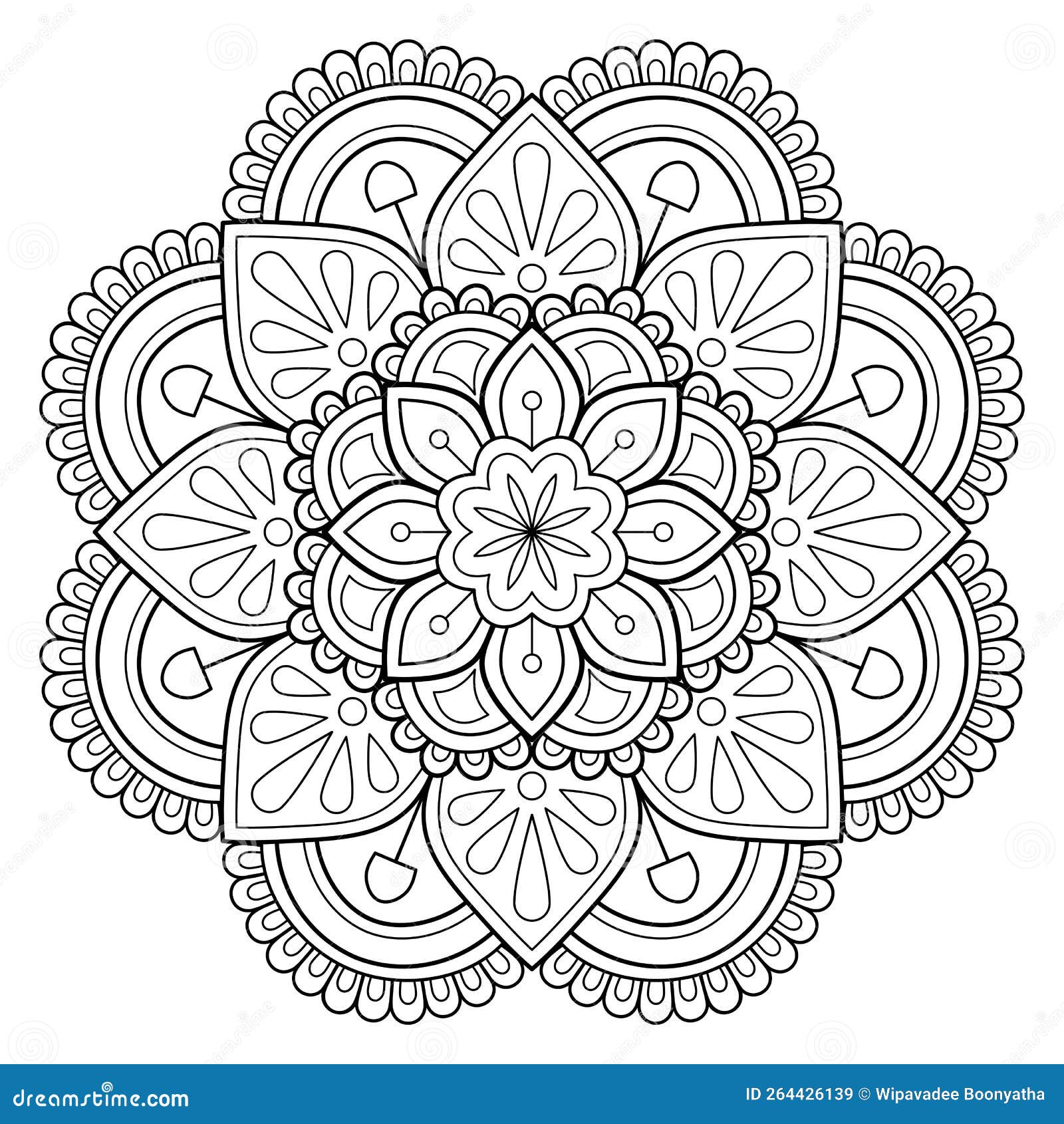 Mandala Pattern for Coloring Book. Mandala Digital Art Stencil Stock