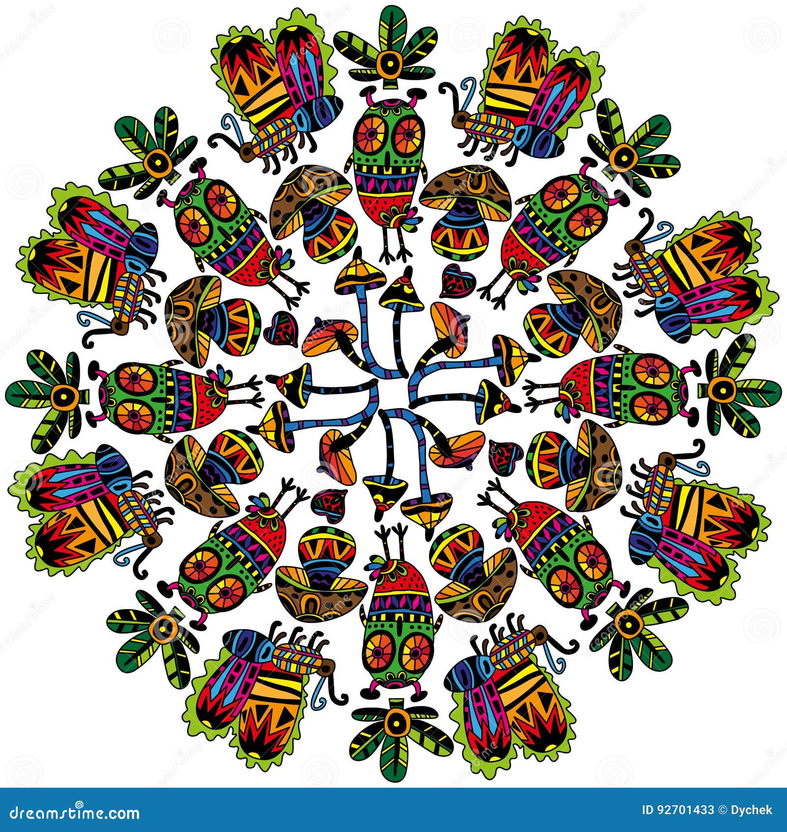 Mandala patterned animals. Print design on fabric, paper, ceramics.