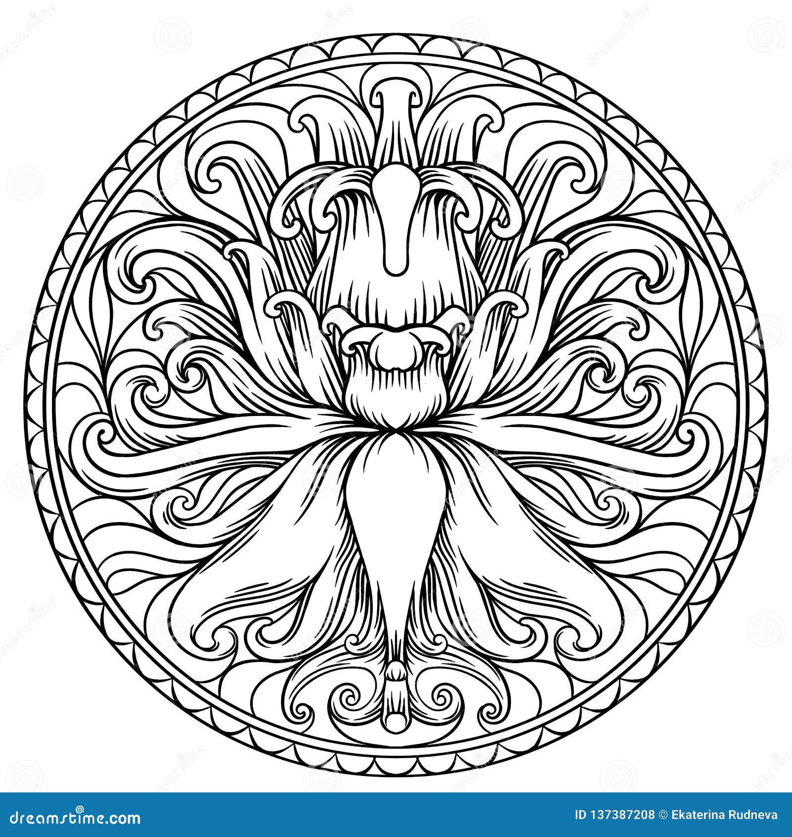 Desenho de Mandala de flor simples para Colorir - Colorir.com