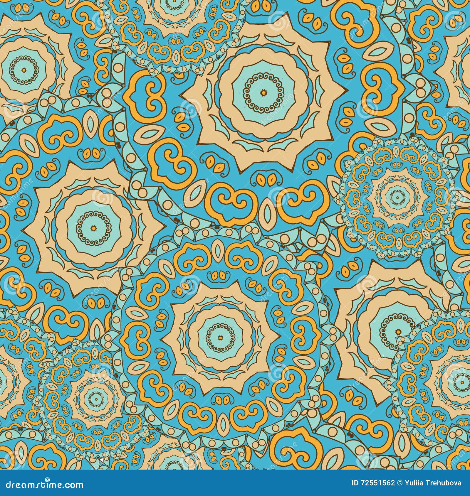 Mandala Texture in Bright Colors. Seamless Pattern on Indian Style ...