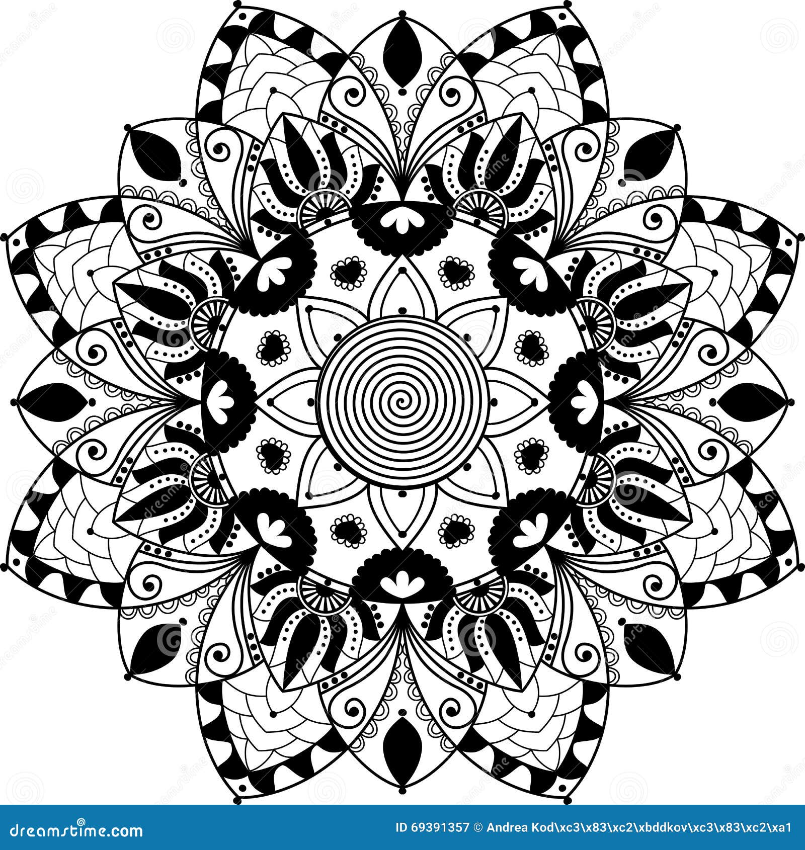 Download Mandala, Zentangle Inspired Illustration, Black And White ...