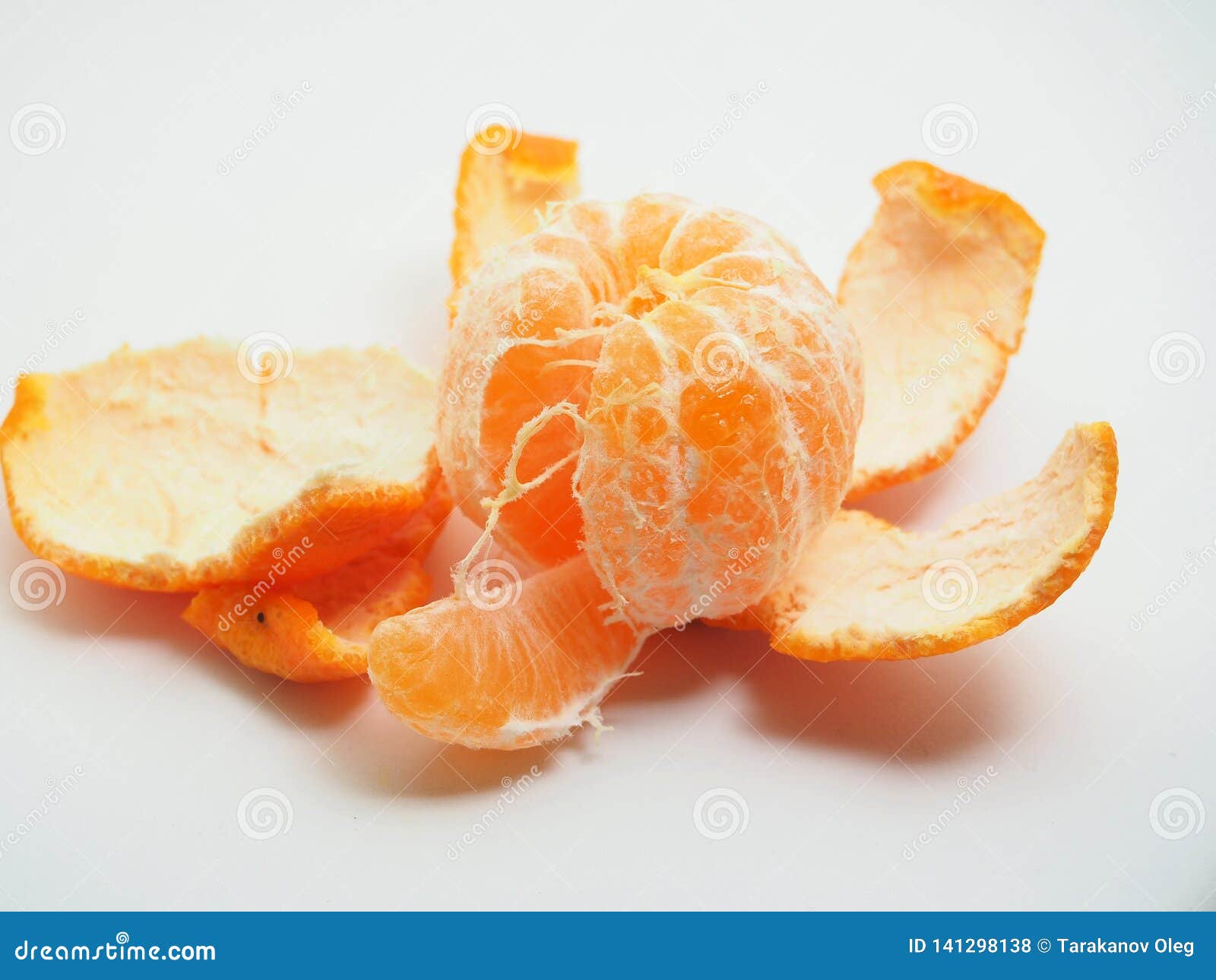 Mandarin is Cleared from the Skin. Fruit on White Background Stock