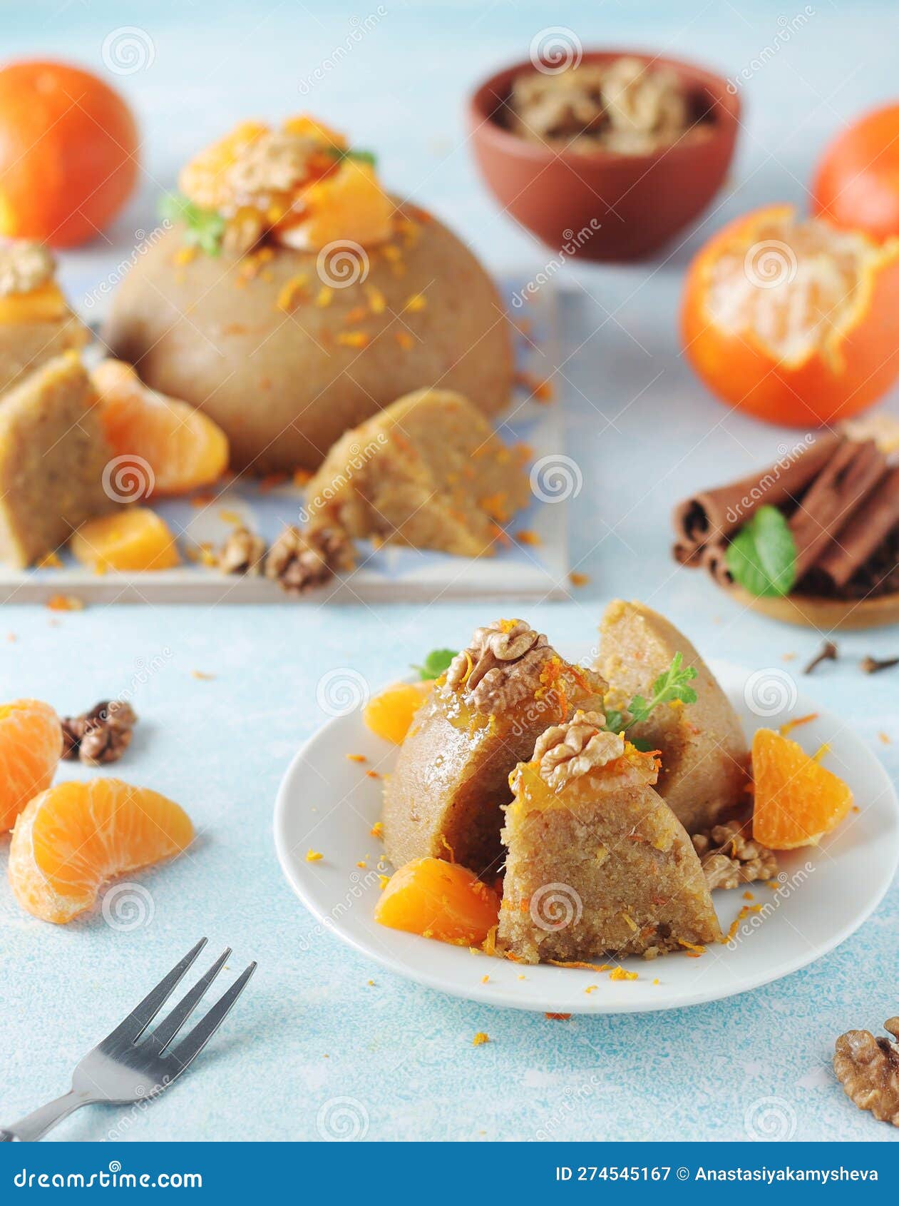 Mandarin Halva Dessert, Traditional Greek Dessert Stock Image Image