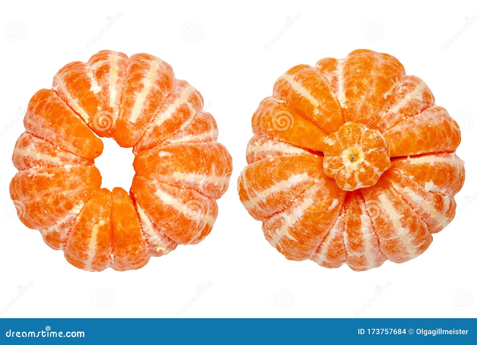 Mandarine Isolated. Close-up of Two Peeled Fresh Ripe Orange Tangerine or  Clementine and One of Them with a Baby Mandarine Stock Photo - Image of  nature, healthy: 173757684