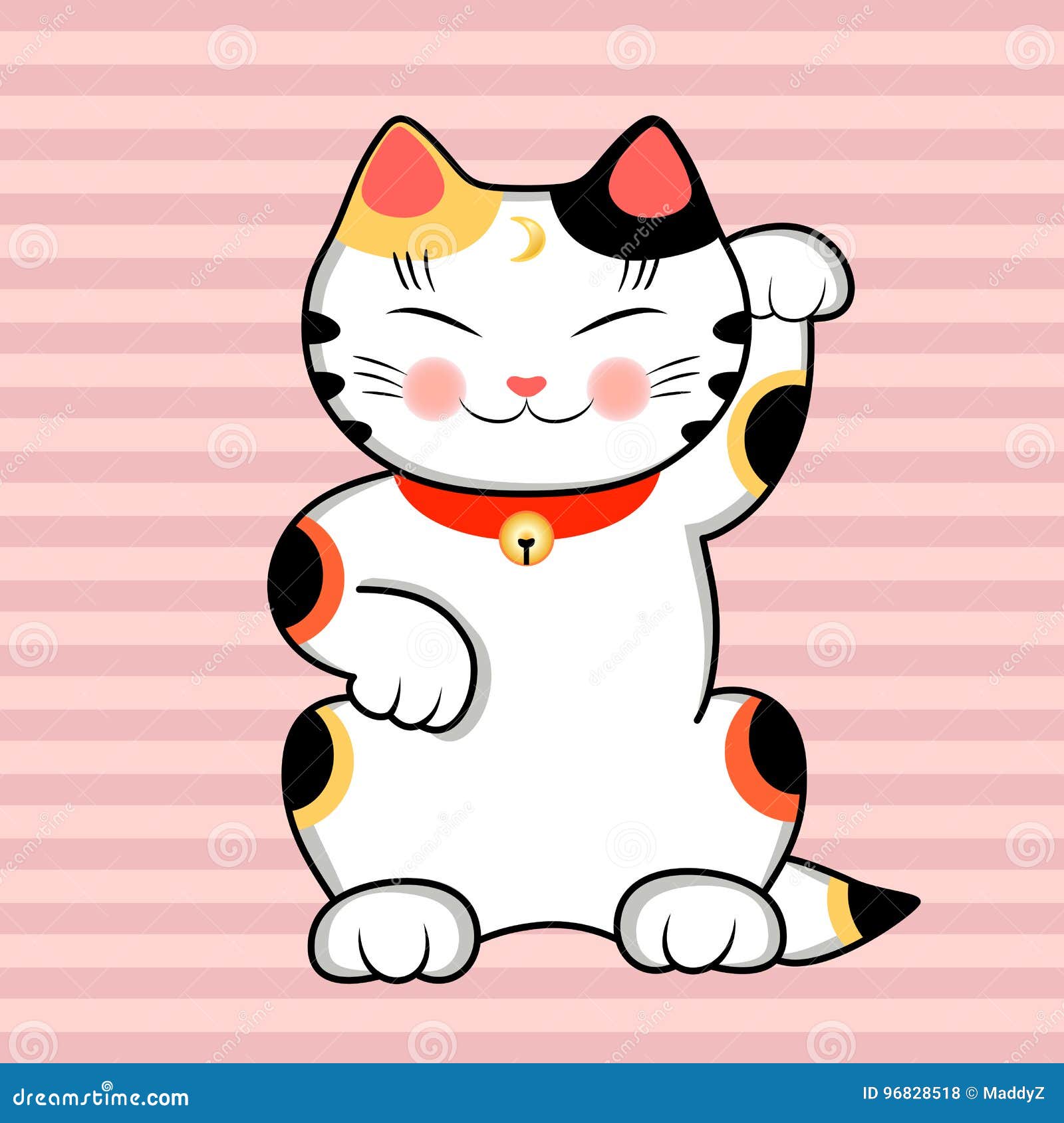 Maneki Neko Cat Desidera La Buona Fortuna Illustrazione Vettoriale -  Illustrazione di mano, disegno: 96828518