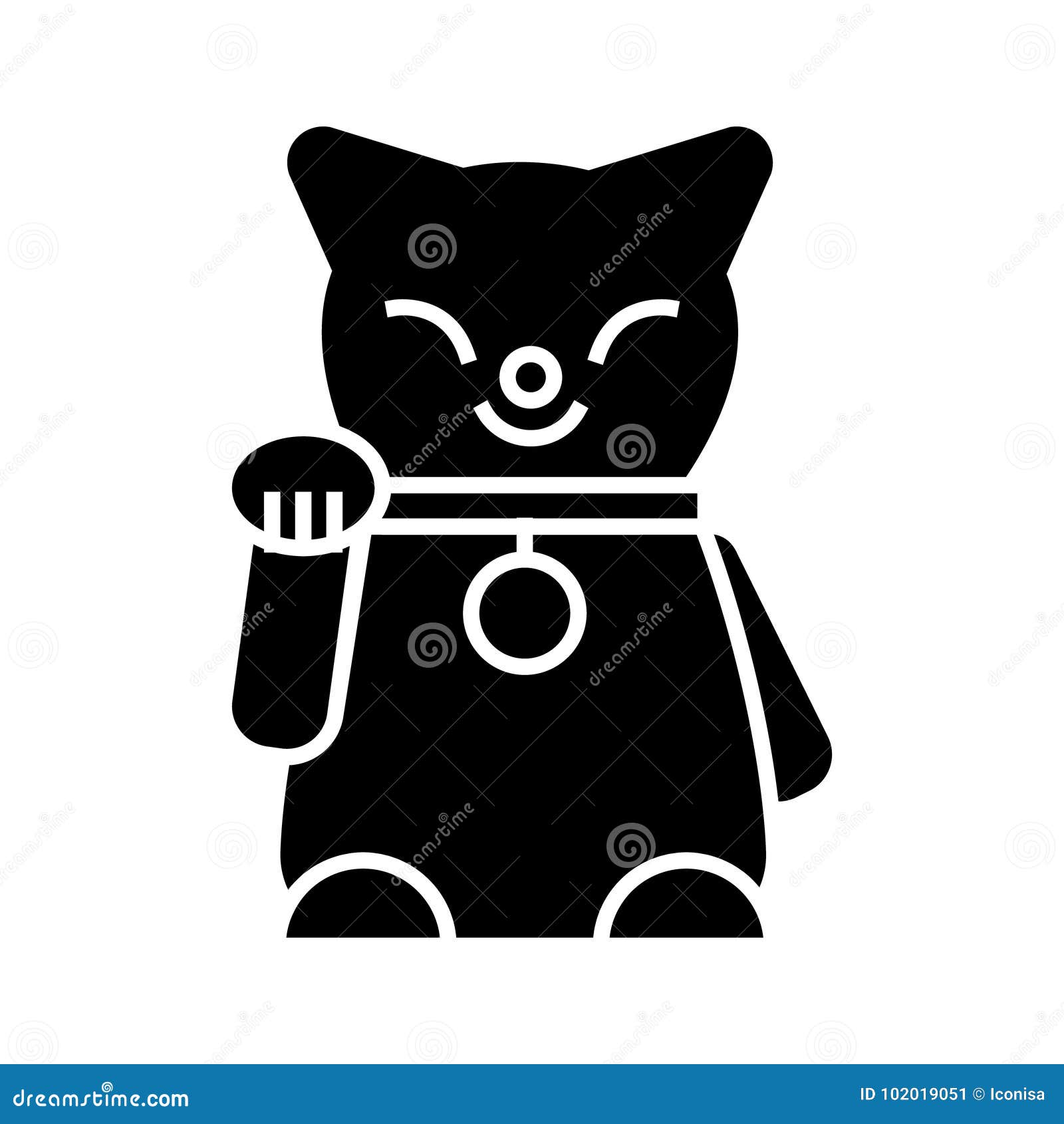 Japanese Cat Icon Vector Sign and Symbol Isolated on White