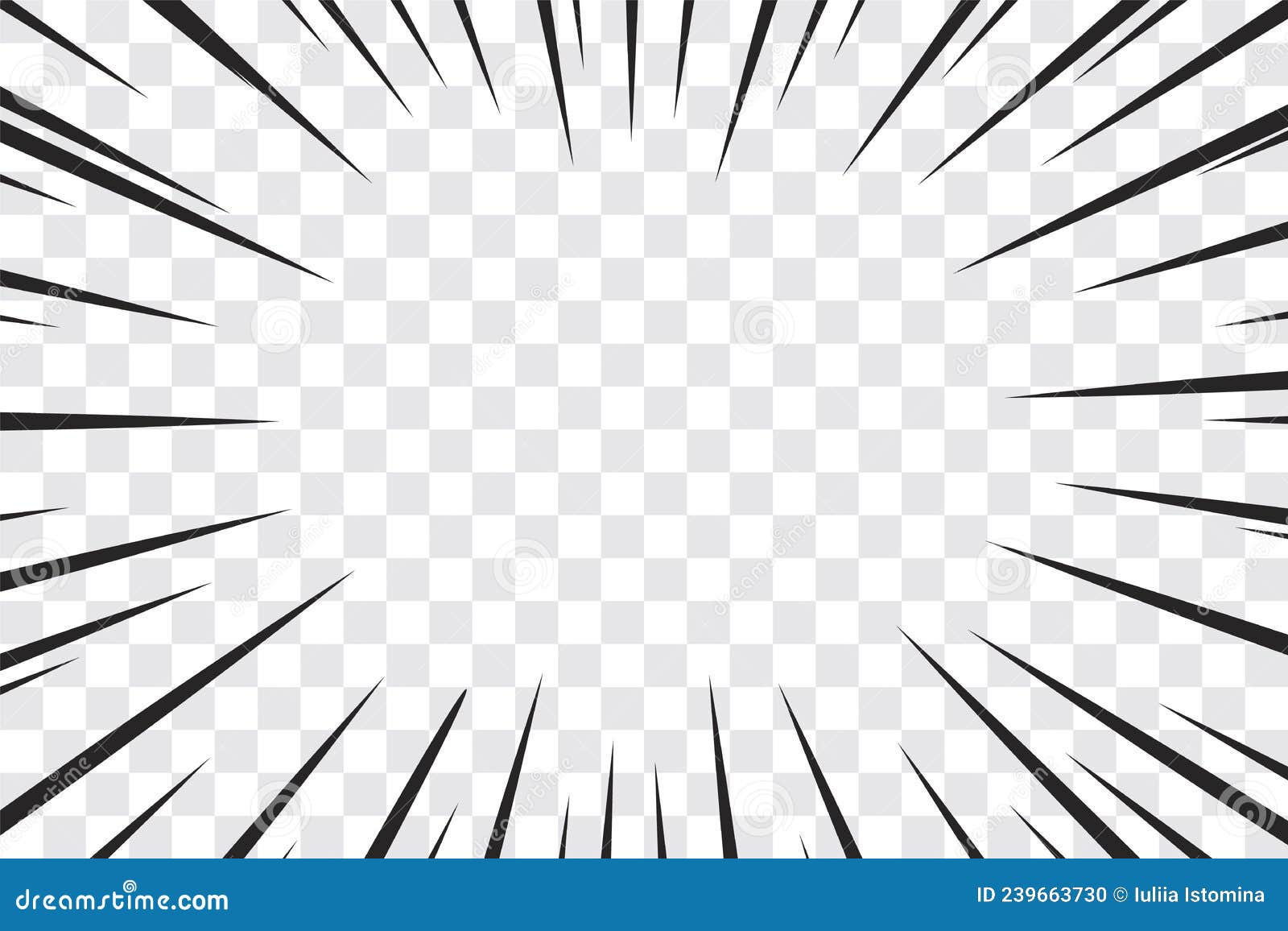 manga action frame speed simple lines motion radial lines  on transparent background abstract banner