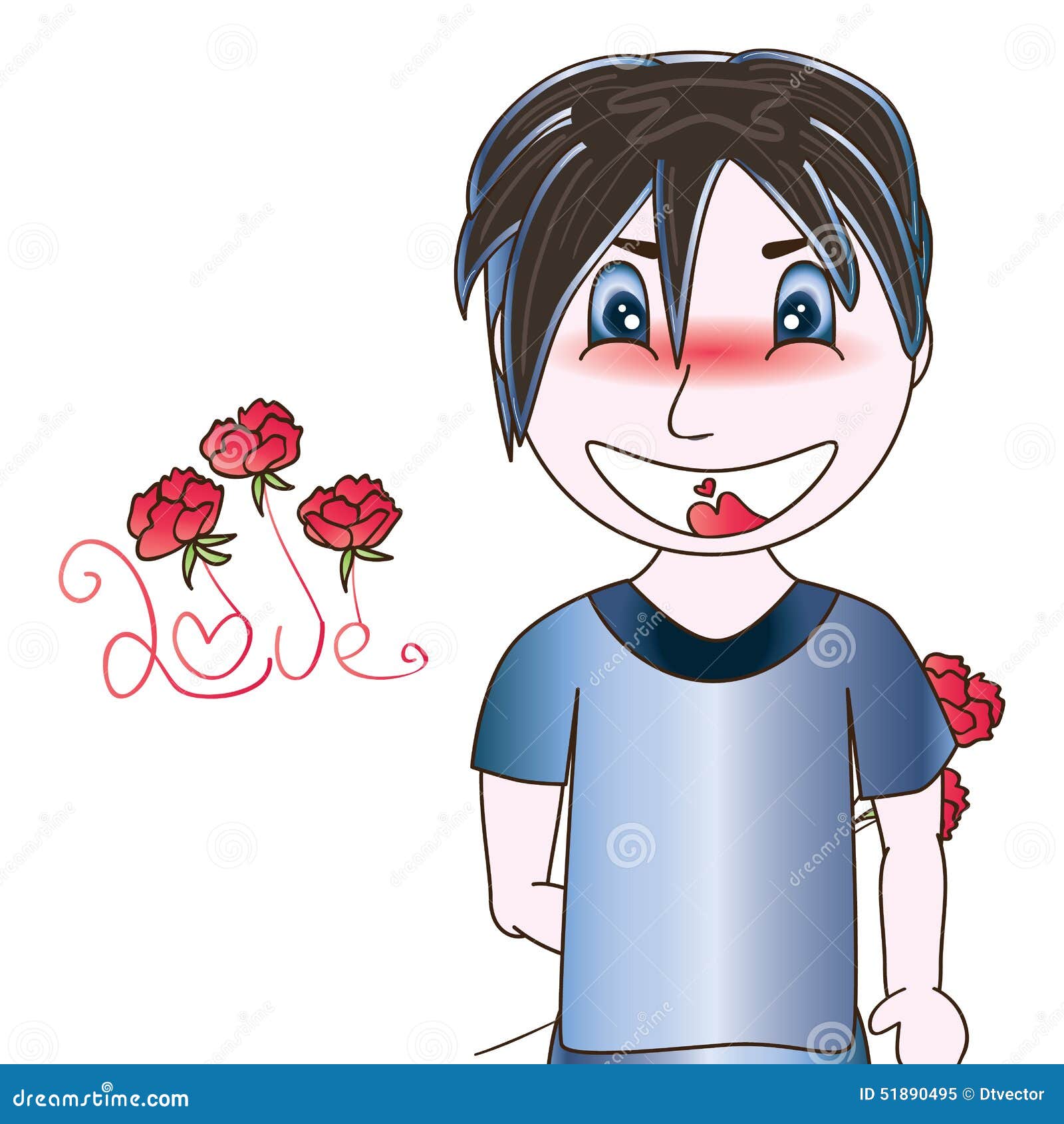 Manga Boy Cute Love Shy Stock Vector - Image: 51890495