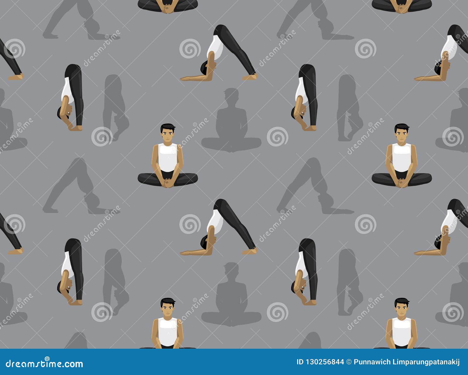 Manga Man Yoga Dolphin Pose-Hintergrund-nahtlose Tapete Vektor ...