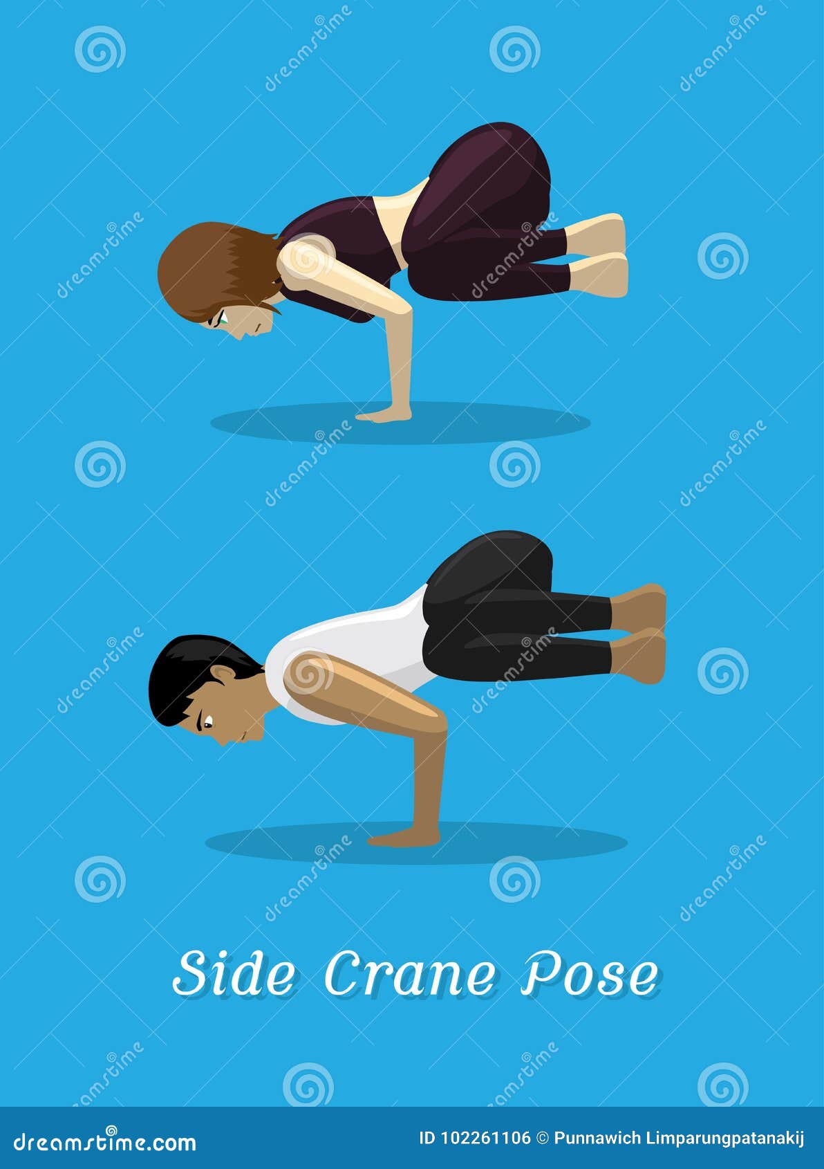 Manga Style Cartoon Yoga Side Crane Pose Illustration de Vecteur ...