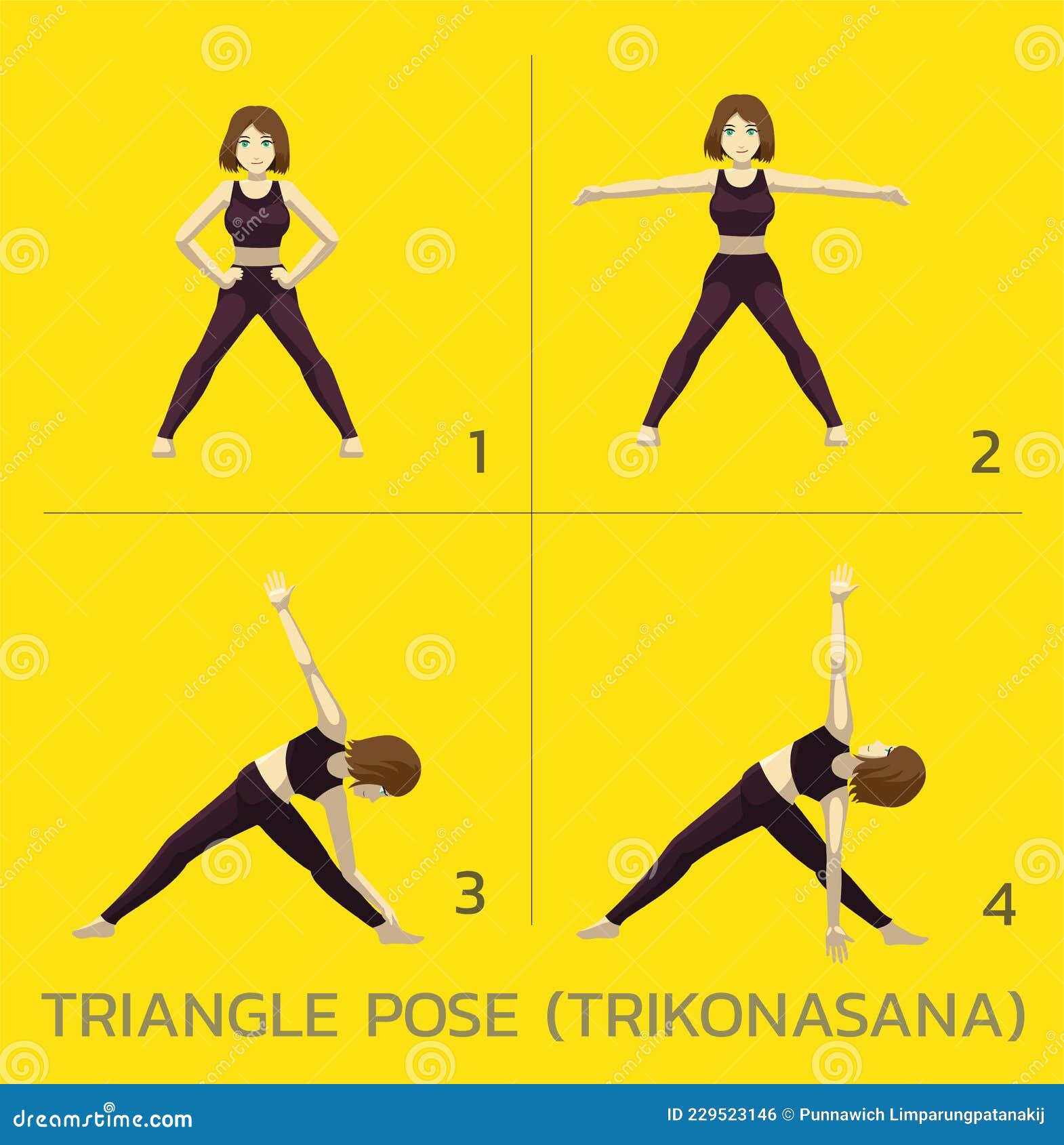 Triangle Pose Trikonasana Yoga Manga Tutorial How Cartoon Vector  Illustration Stock Vector - Illustration of teach, athlete: 229523146