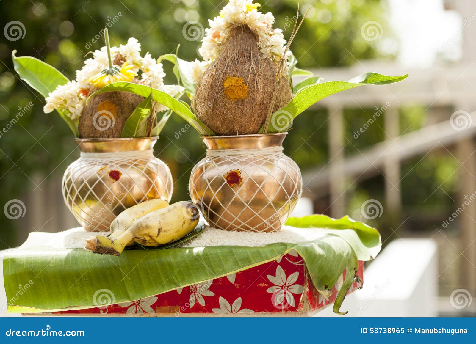 Mangal Kalash for Thread Ceremony Function in Hindu Religion. Stock