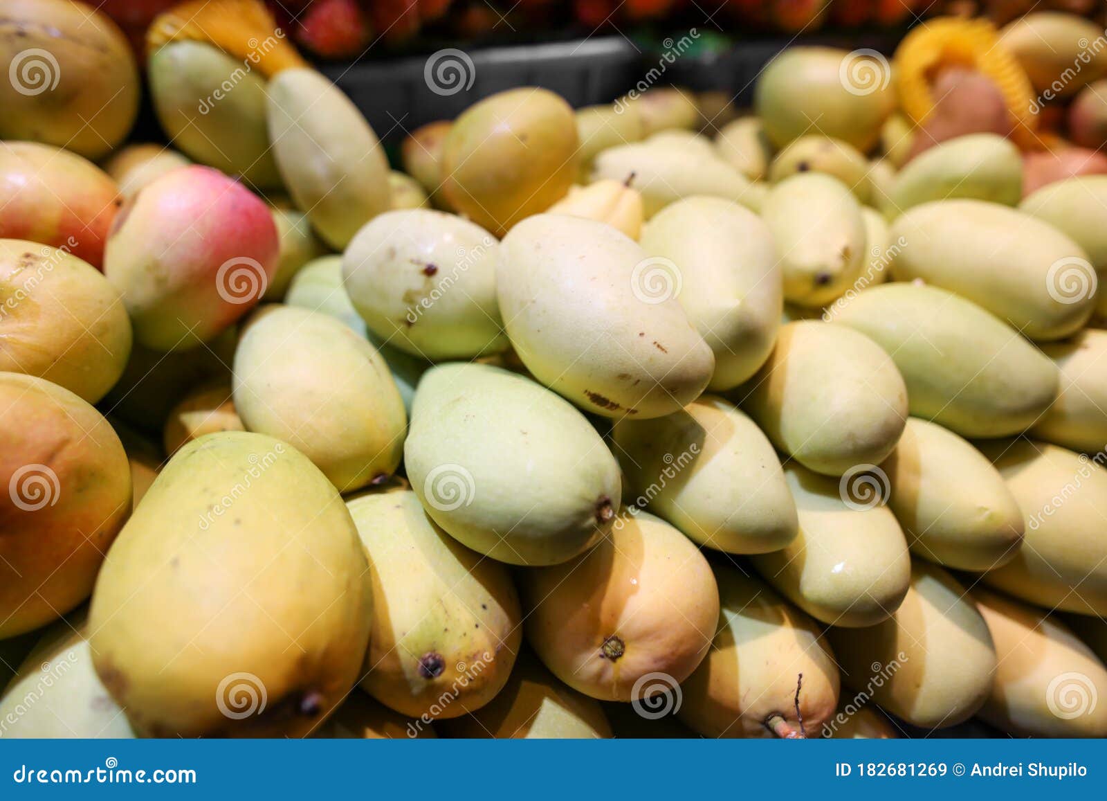 Mango on the Counter in the Market Stock Image Image of tropical