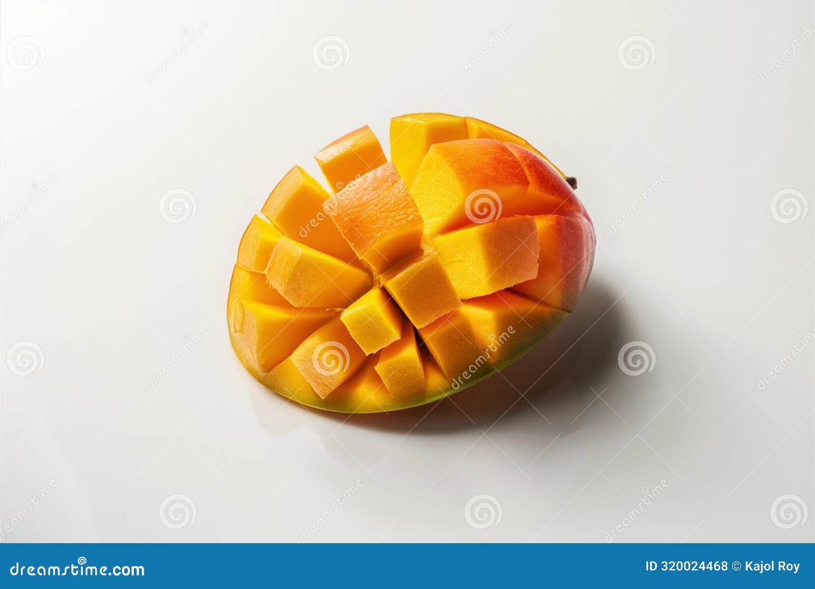 Mango Cutting Sections on White Background Stock Illustration