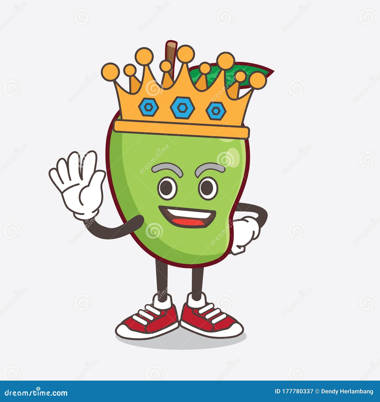 Mango Fruit Cartoon Mascot Character Stylized of King on Cartoon Mascot