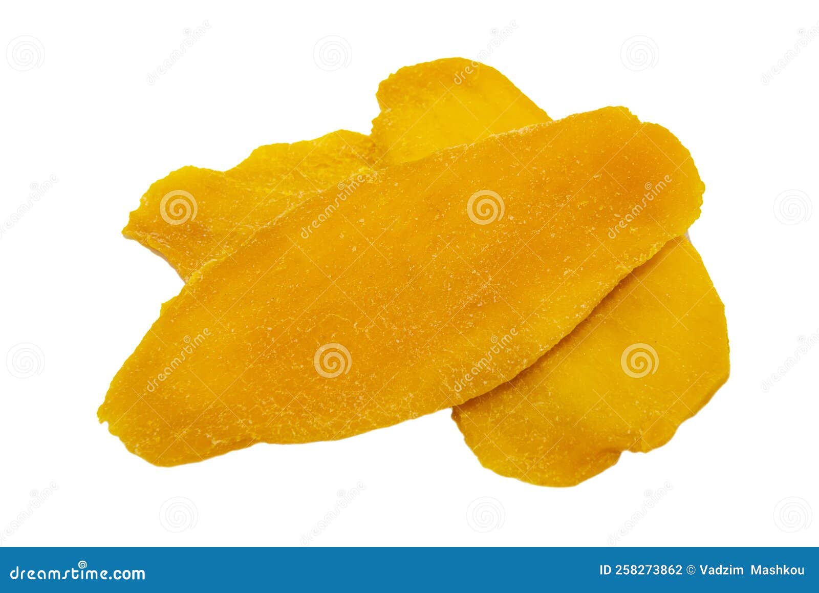 Mango Isolate. Pieces of Dried Mango on a White Background Closeup