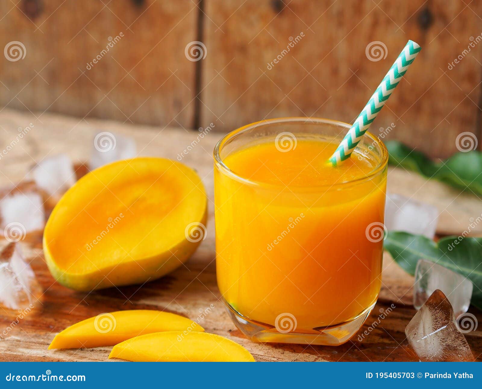 Mango Juice with Fresh Ripe Mango Sliced Stock Image Image of
