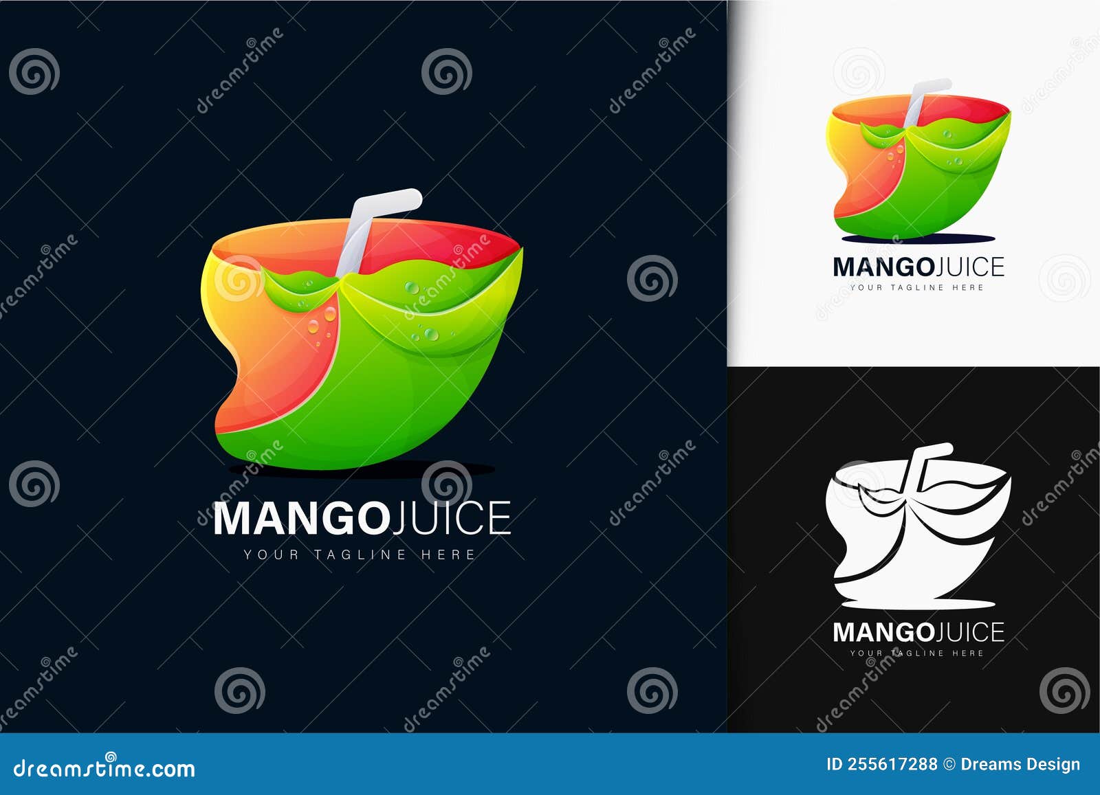 Mango Juice Logo Design with Gradient Stock Vector Illustration of
