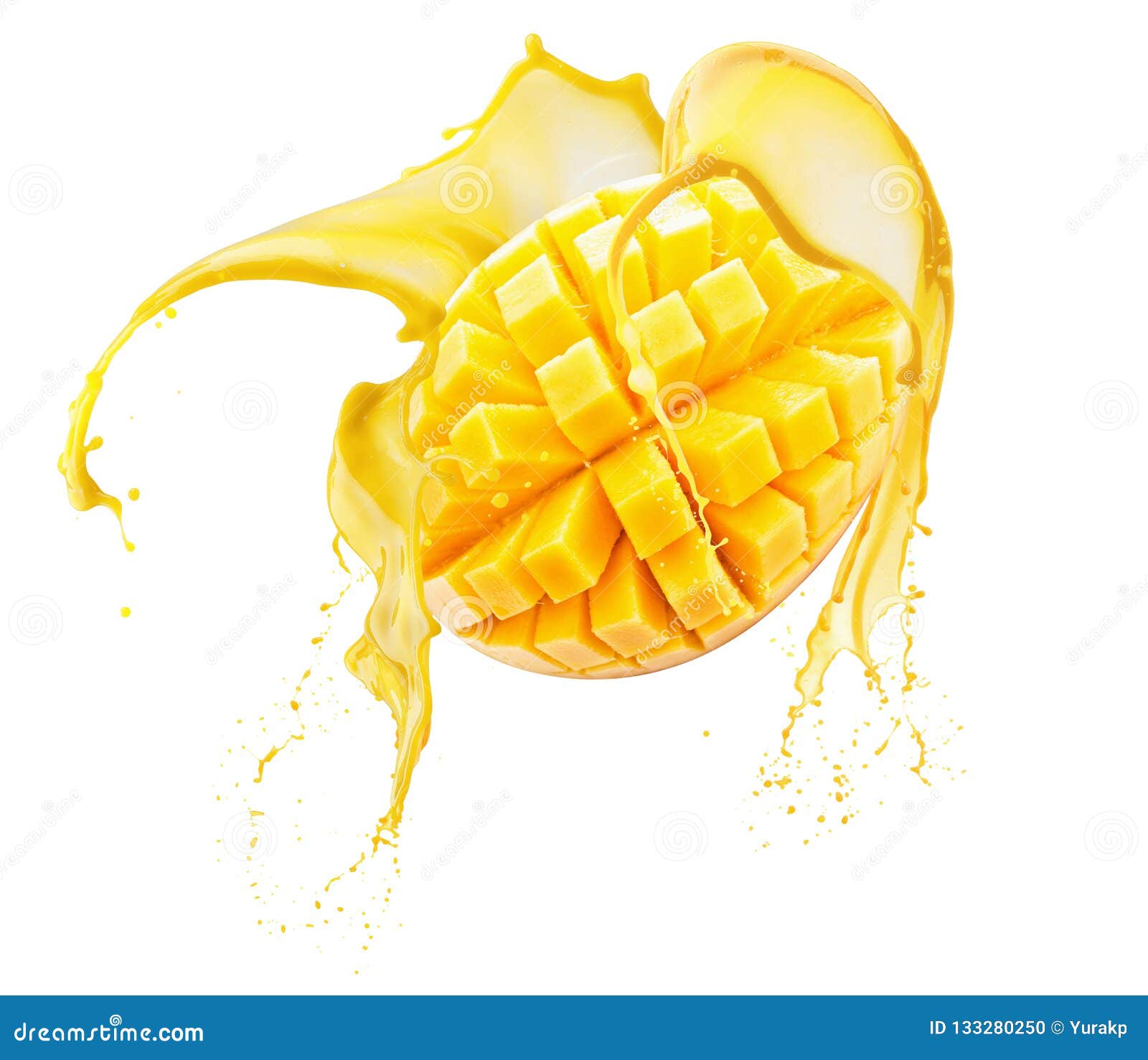 Mango in Juice Splash Isolated on a White Background Stock Photo - Image of  fruit, sweet: 133280250
