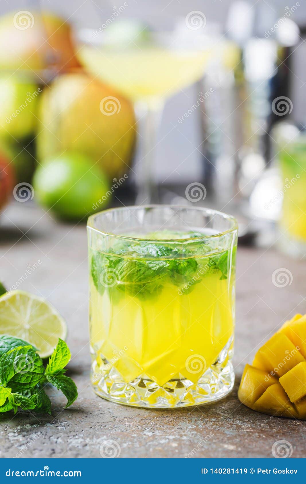 Mango mint mojito cocktail stock image. Image of fruit 140281419