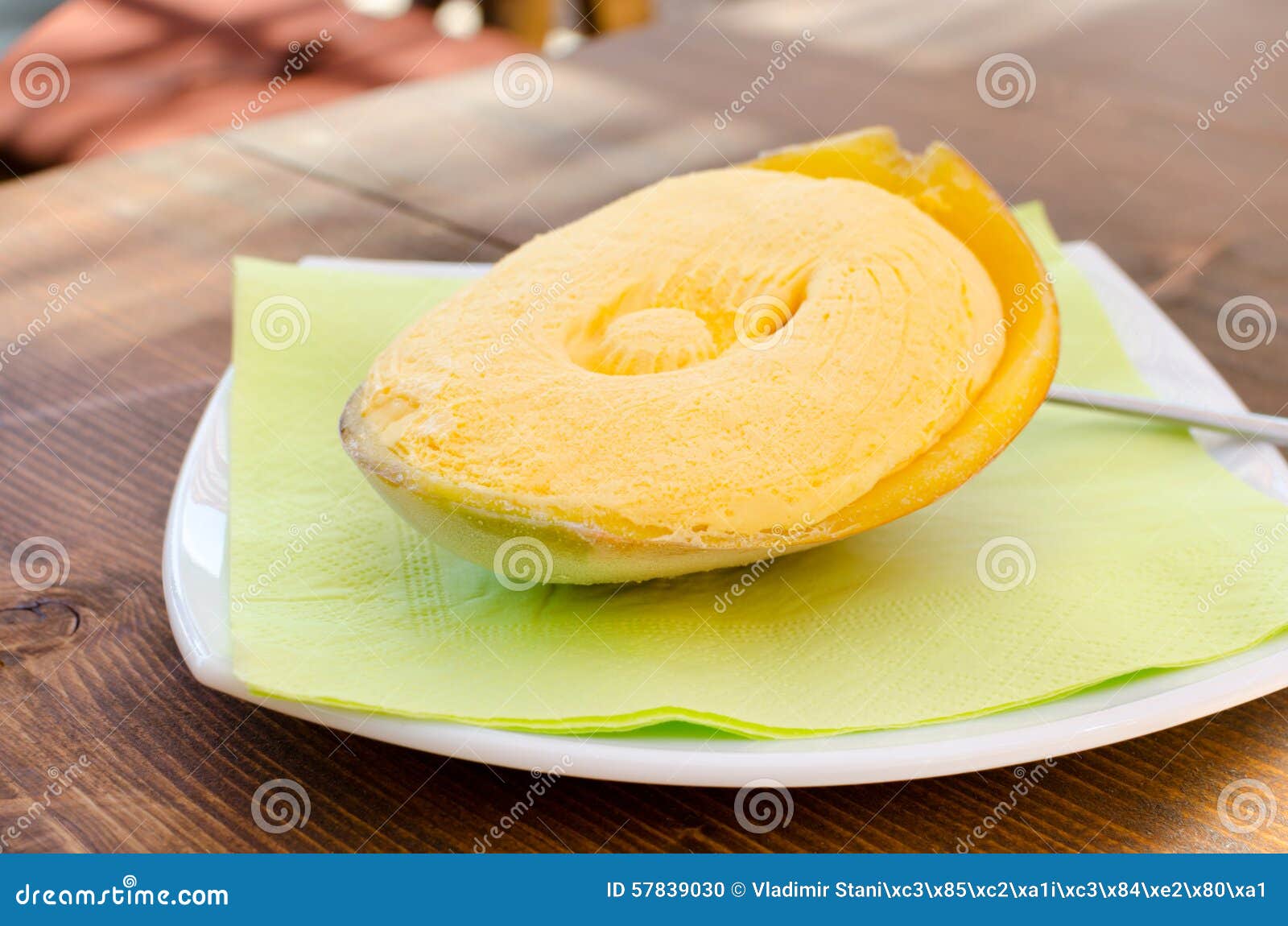 Mango Sorbet in Natural Shell Stock Photo Image of yellow, closeup