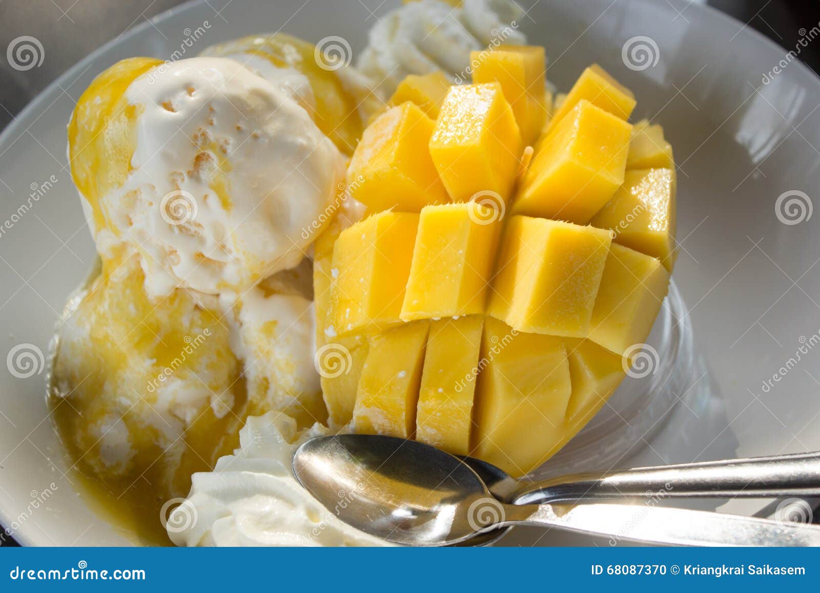 Mango and Vanilla Ice Cream Stock Photo Image of food, fruit 68087370