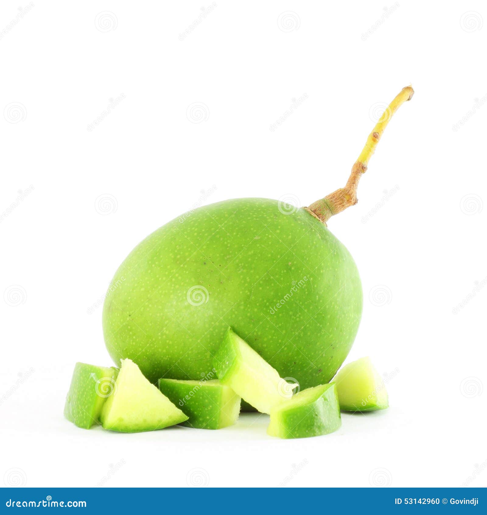 Mango Verde Con El Mango Cortado Foto de archivo Imagen de coma