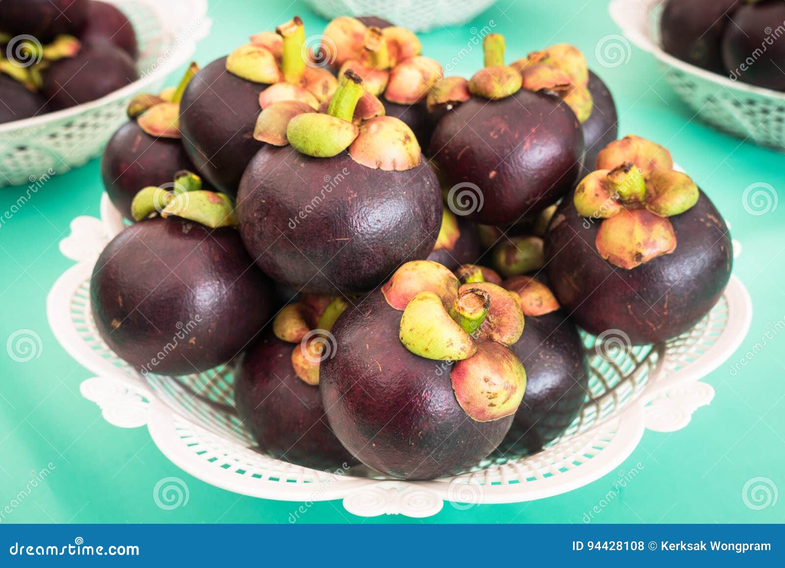 Mangosteen Queen of Fruit in Thailand, Selective Focus Stock Photo