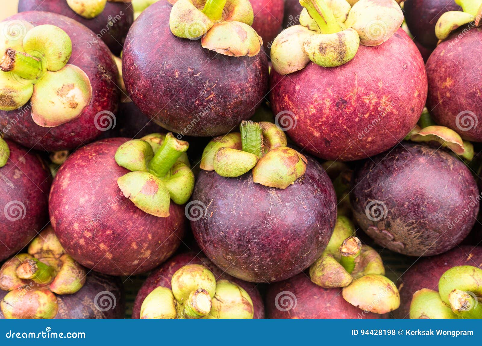 Mangosteen Queen of Fruit in Thailand, Selective Focus Stock Photo