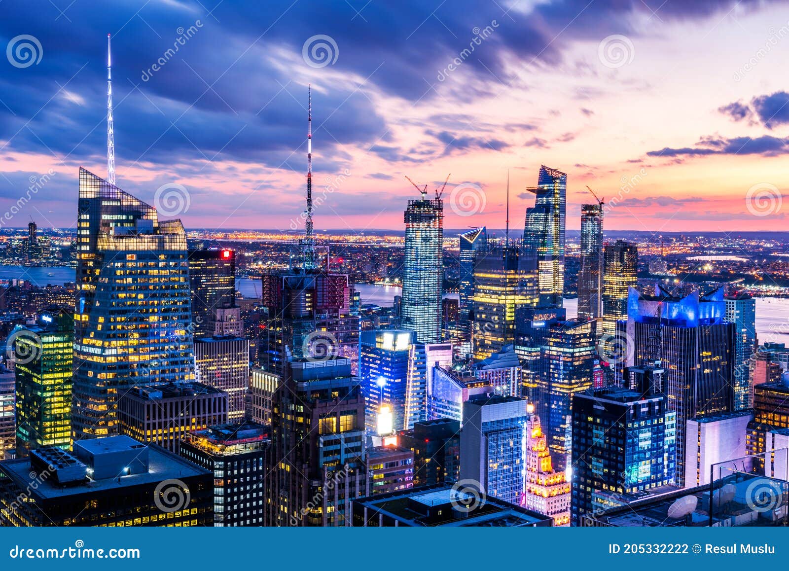 MANHATTAN, NEW YORK CITY. Manhattan Skyline and Skyscrapers Aerial View ...