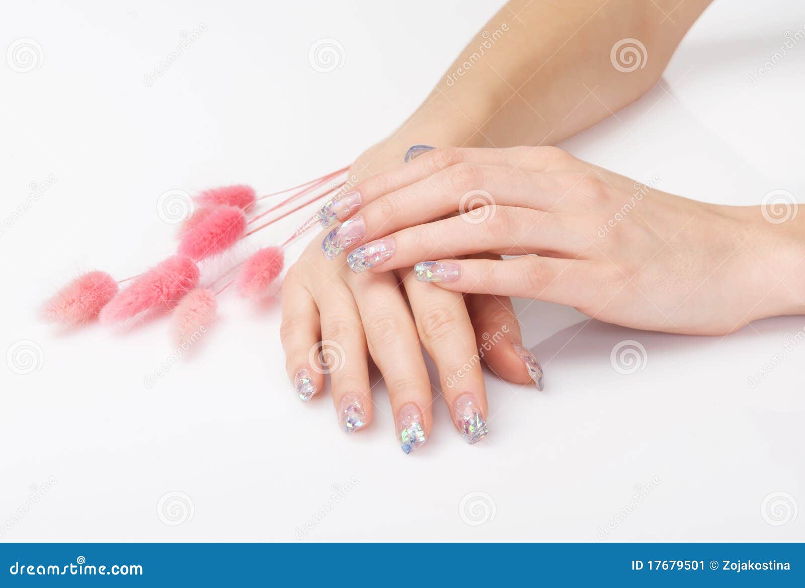 manicure with crystalline flecks