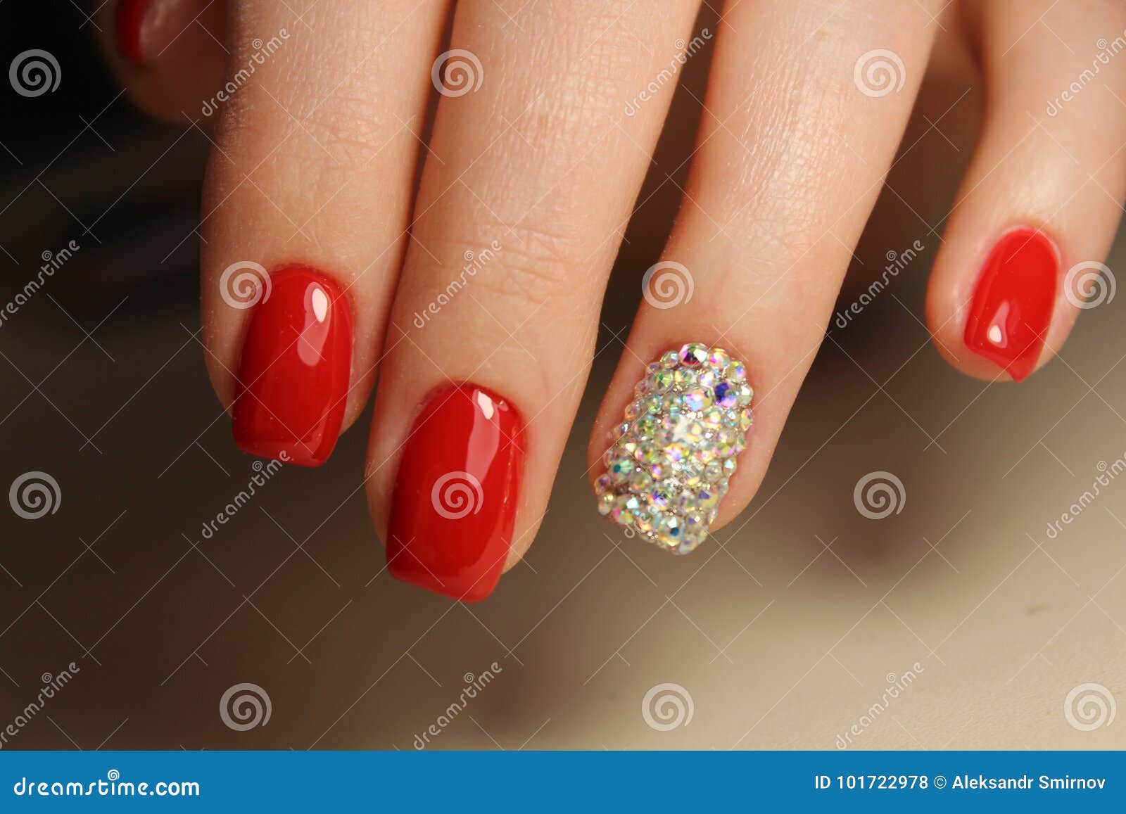 Red nails with rhinestones stock photo. Image of salon - 101722978 Red nails with rhinestones stock photo. Image of salon - 101722978