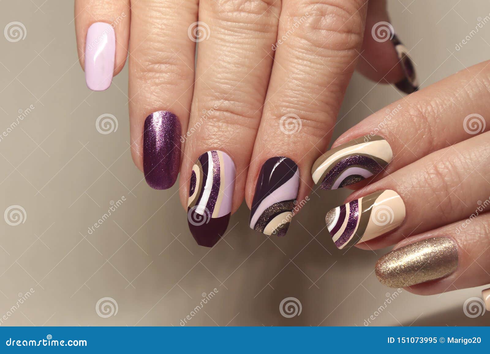 Manicure on a Different Form of Nails Stock Image - Image of design, body:  151073995